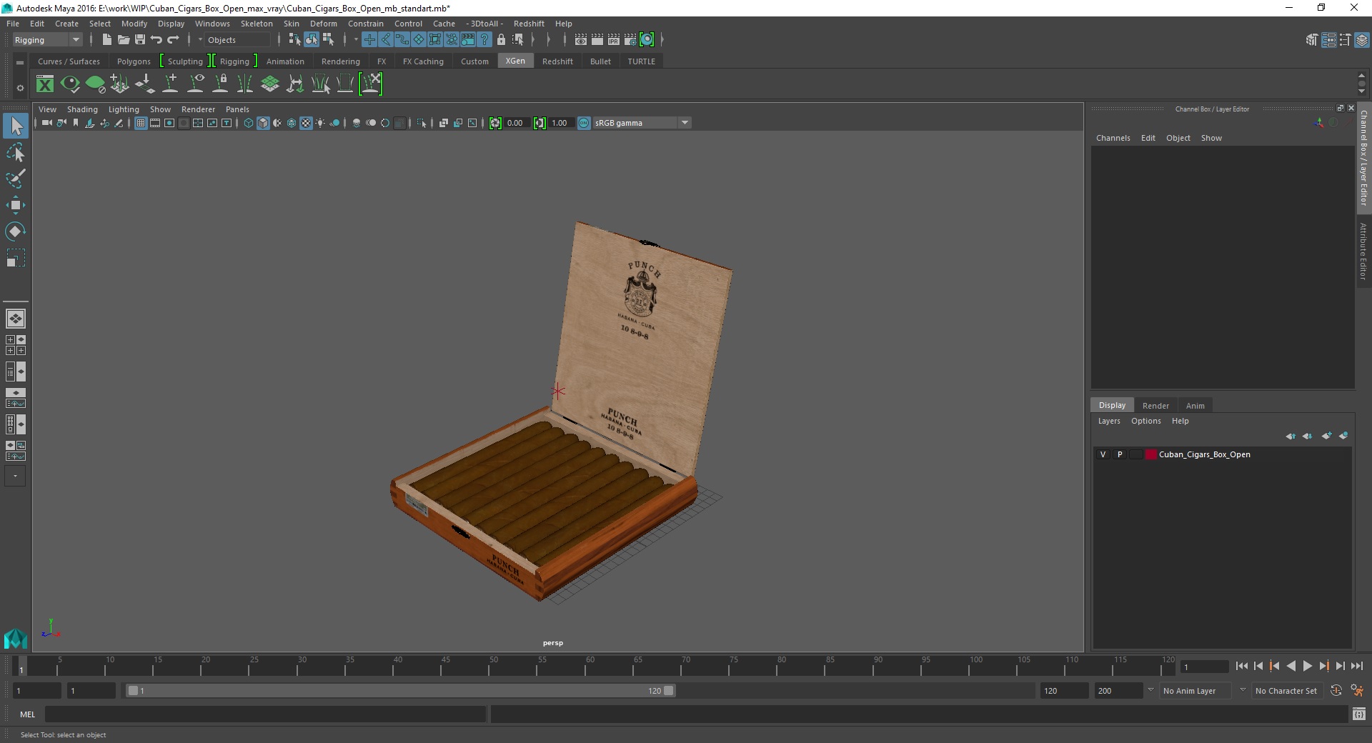 3D Cuban Cigars Box Open