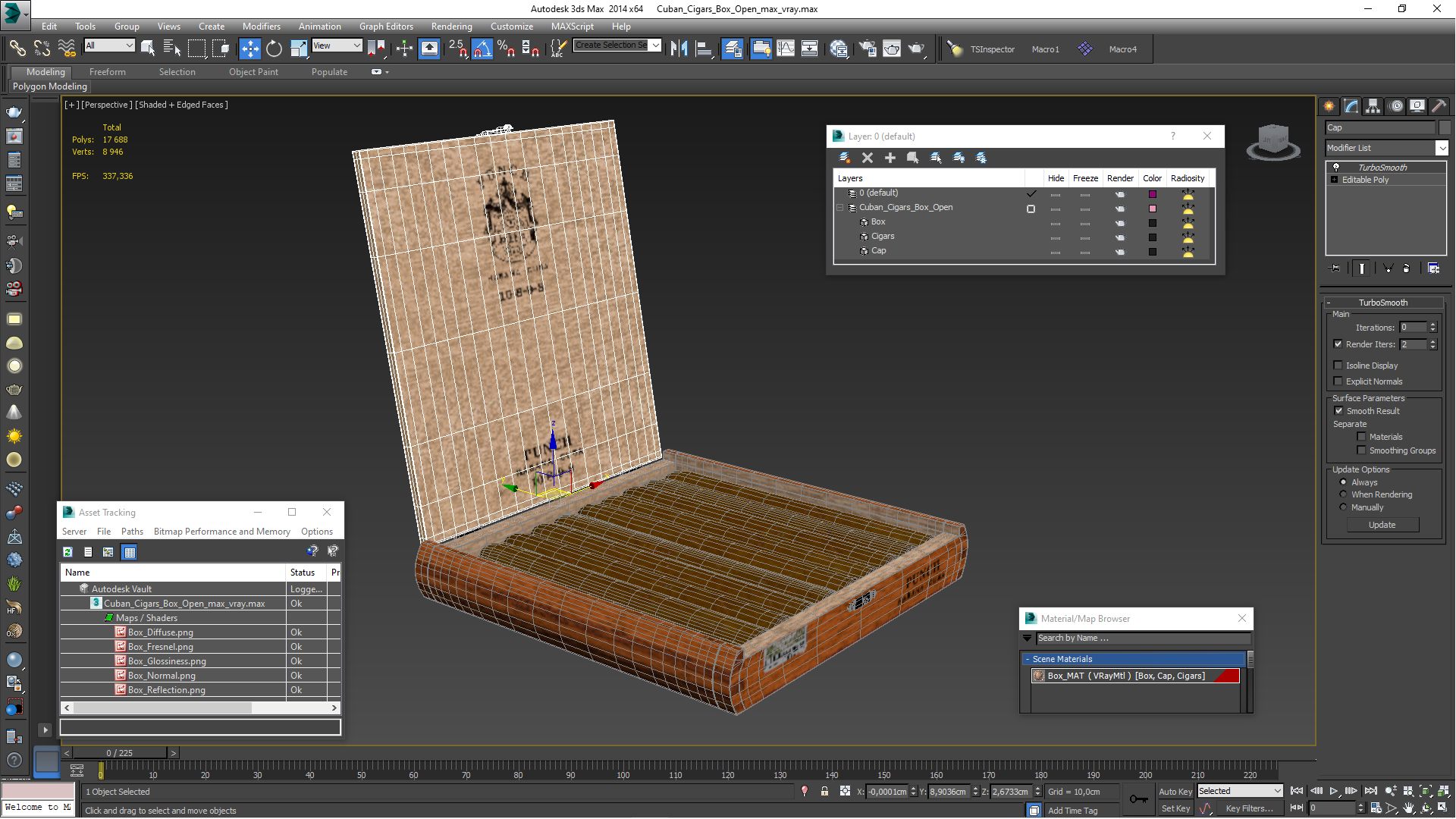 3D Cuban Cigars Box Open