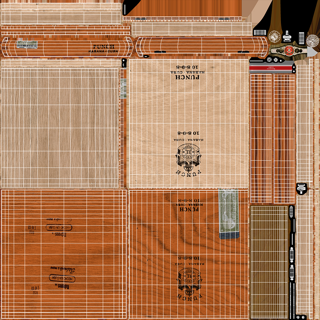 3D Cuban Cigars Box Open