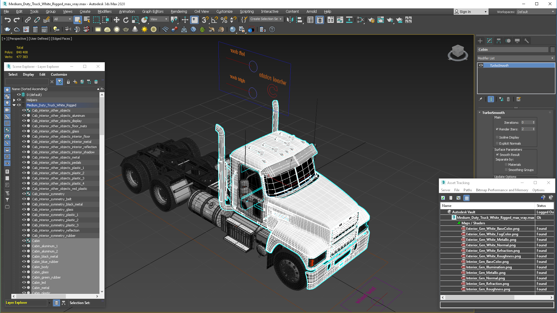 3D model Medium Duty Truck White Rigged