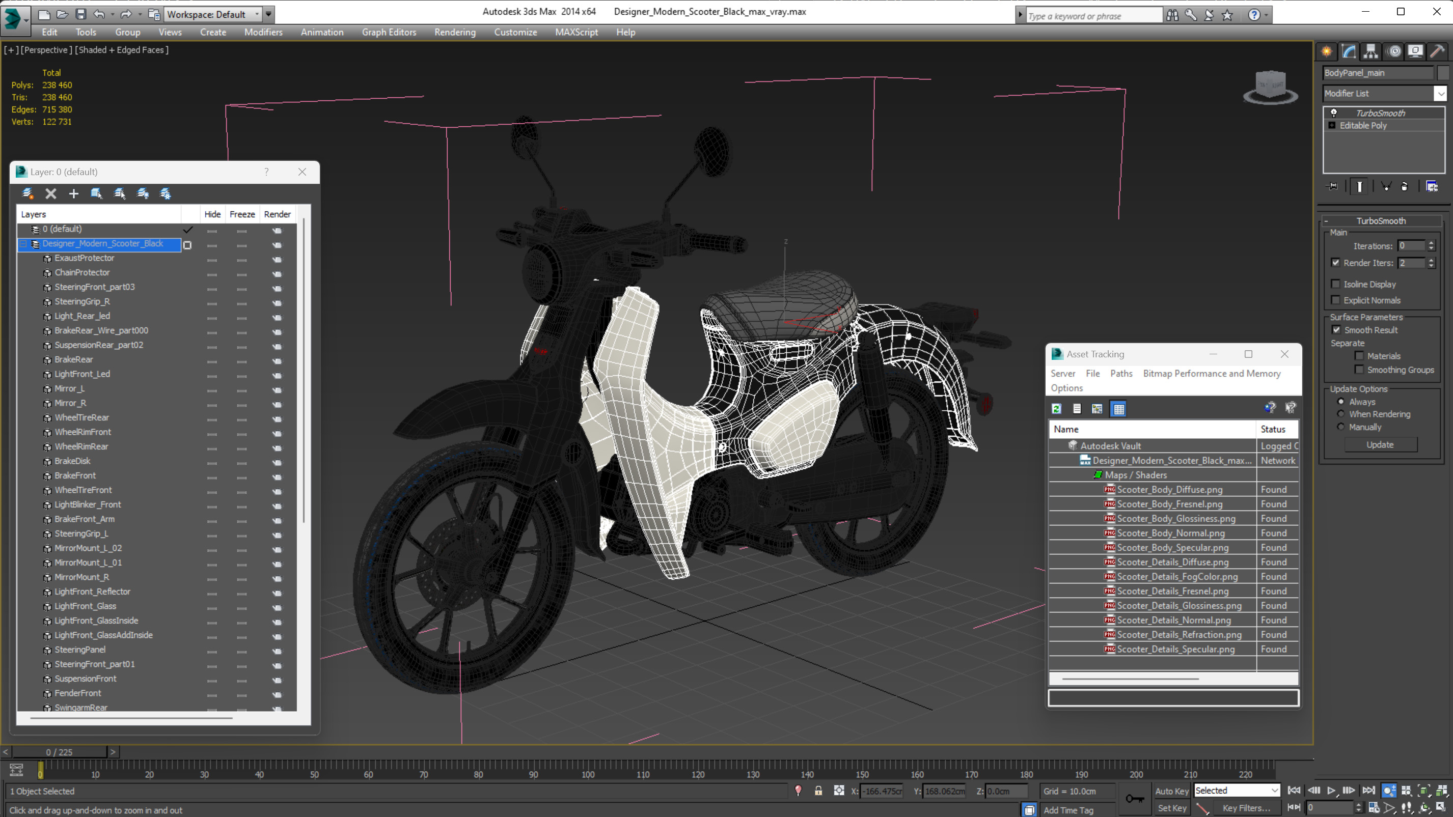 Designer Modern Scooter Black 3D model