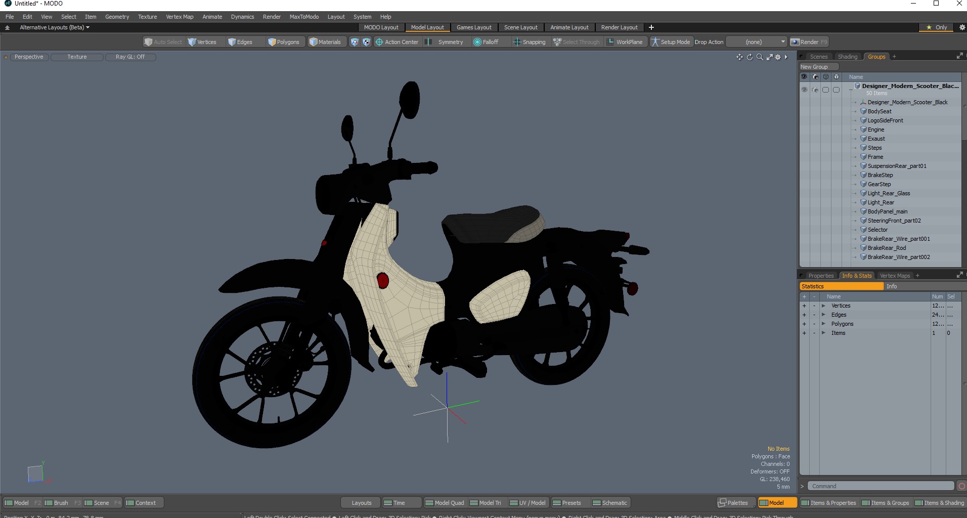 Designer Modern Scooter Black 3D model
