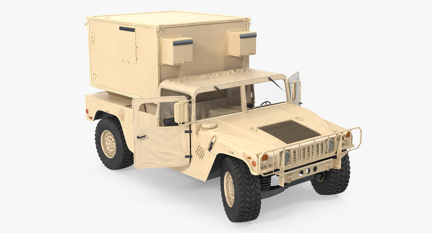 3D model Shelter Carrier MSE HMMWV m1037 Rigged Desert