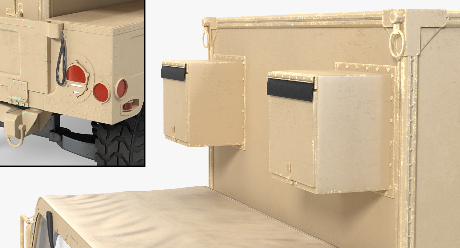 3D model Shelter Carrier MSE HMMWV m1037 Rigged Desert