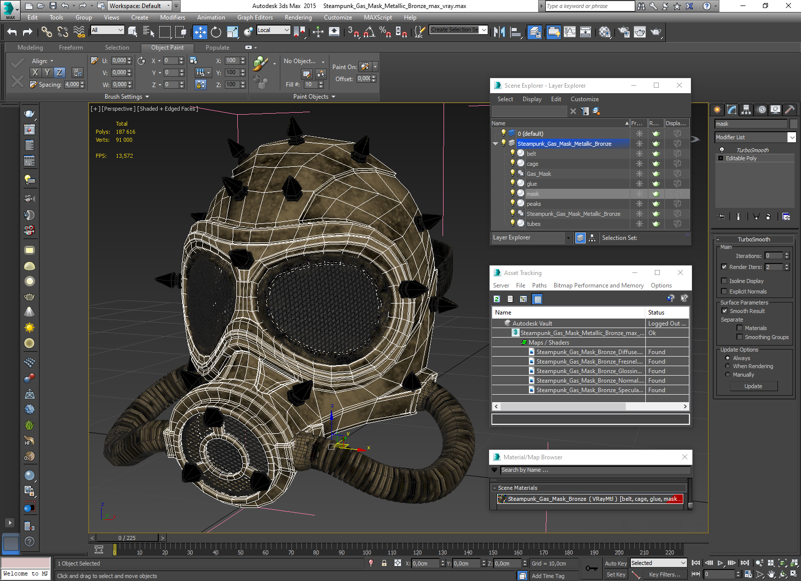 Steampunk Gas Mask Metallic Bronze 3D model