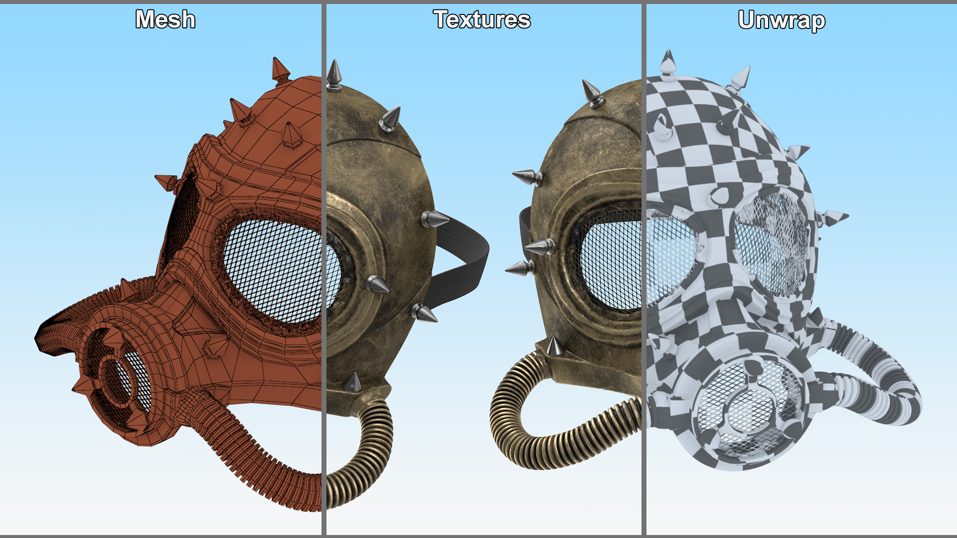 Steampunk Gas Mask Metallic Bronze 3D model