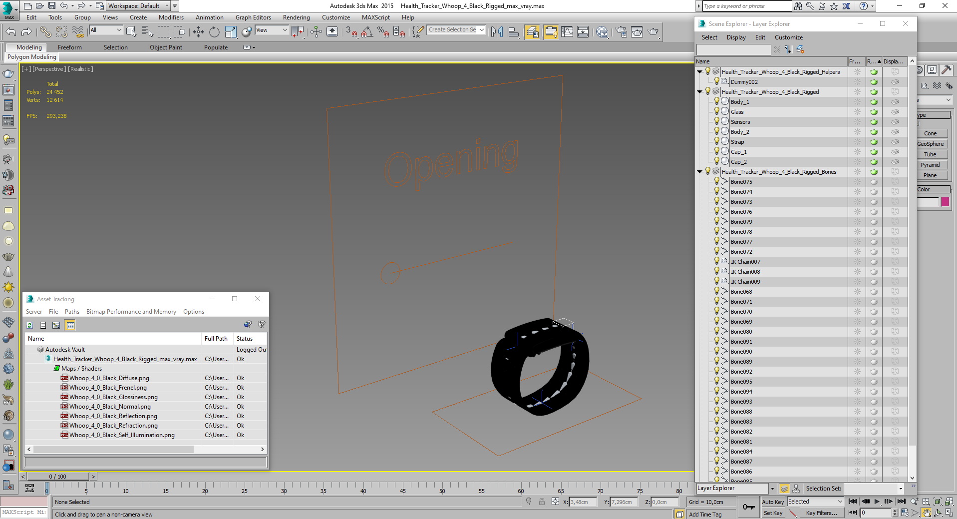 Health Tracker Whoop 4 Black Rigged for Cinema 4D 3D model