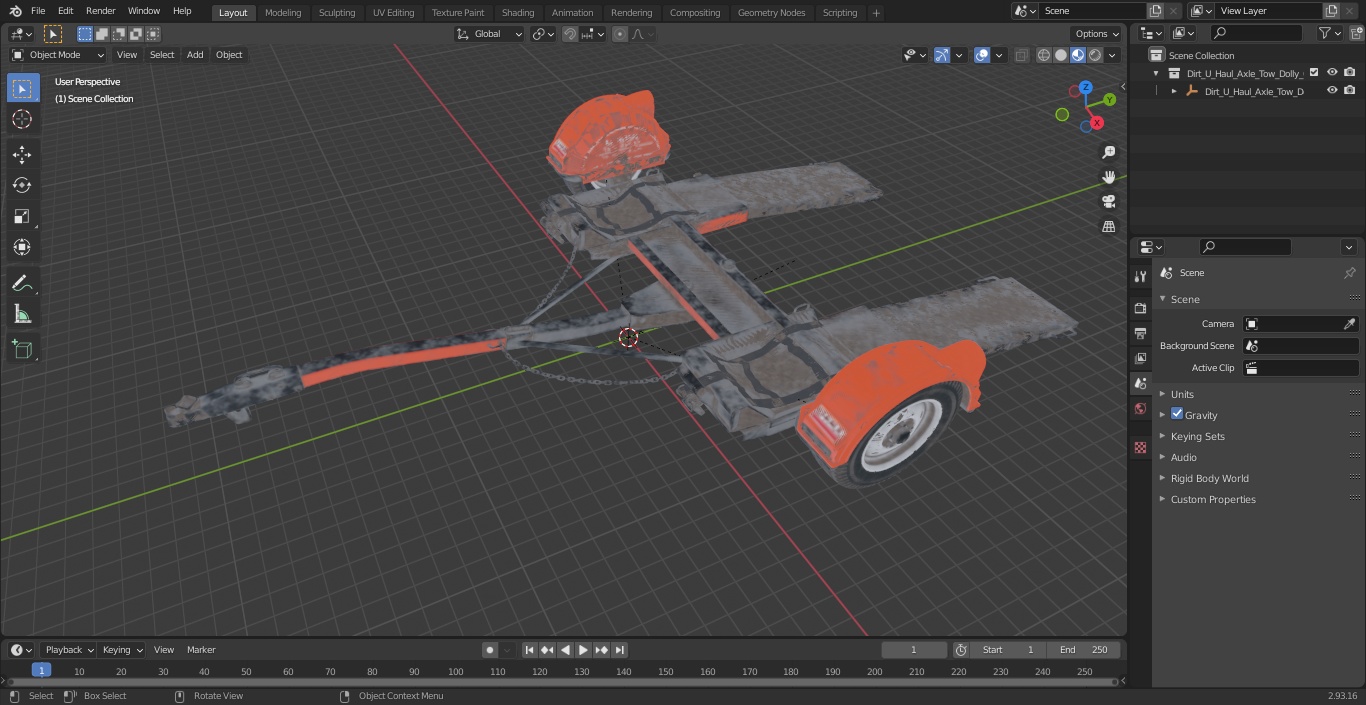 3D Dirt U-Haul Axle Tow Dolly