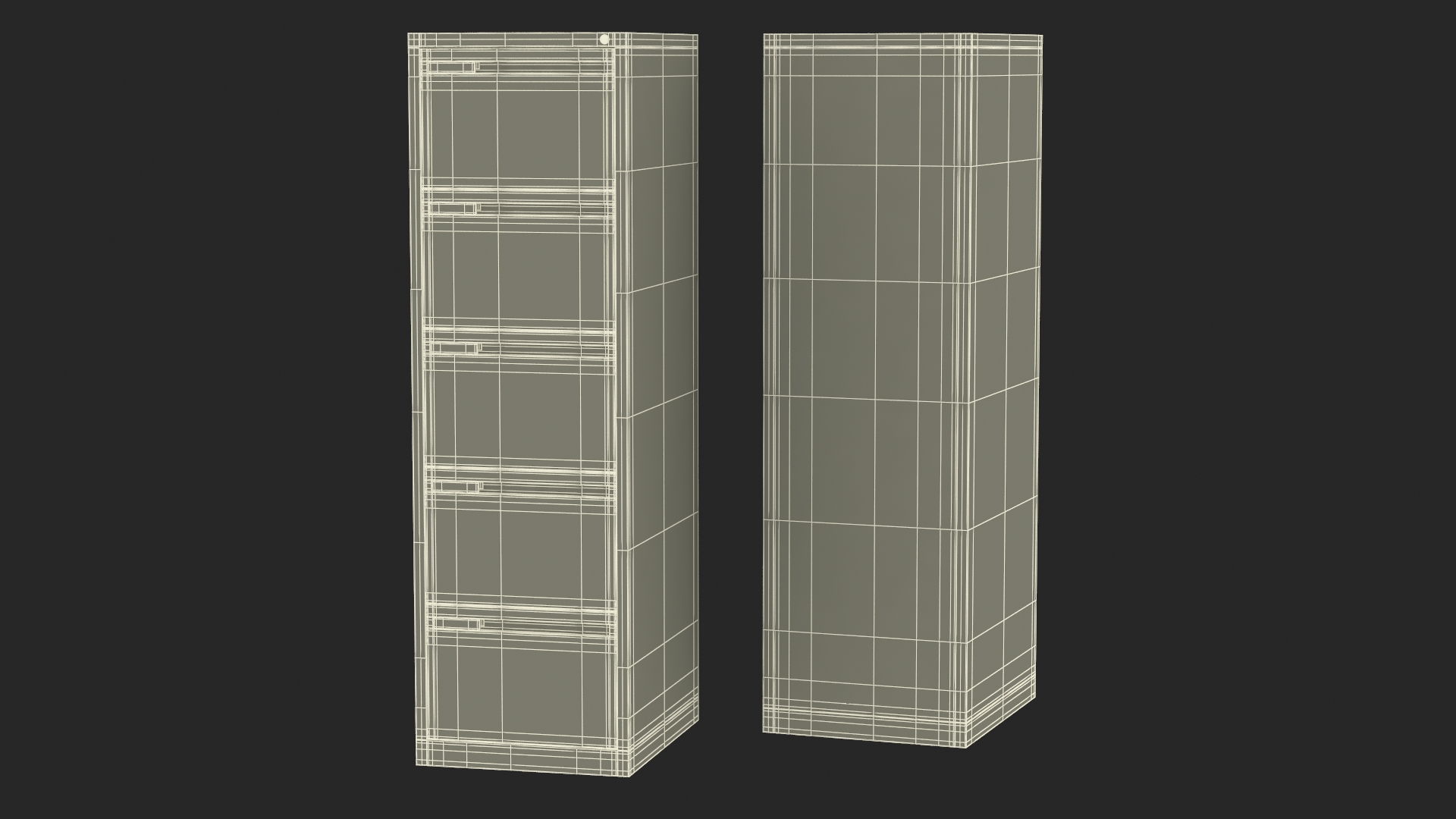 Filing Cabinet 5 Drawer Red 3D