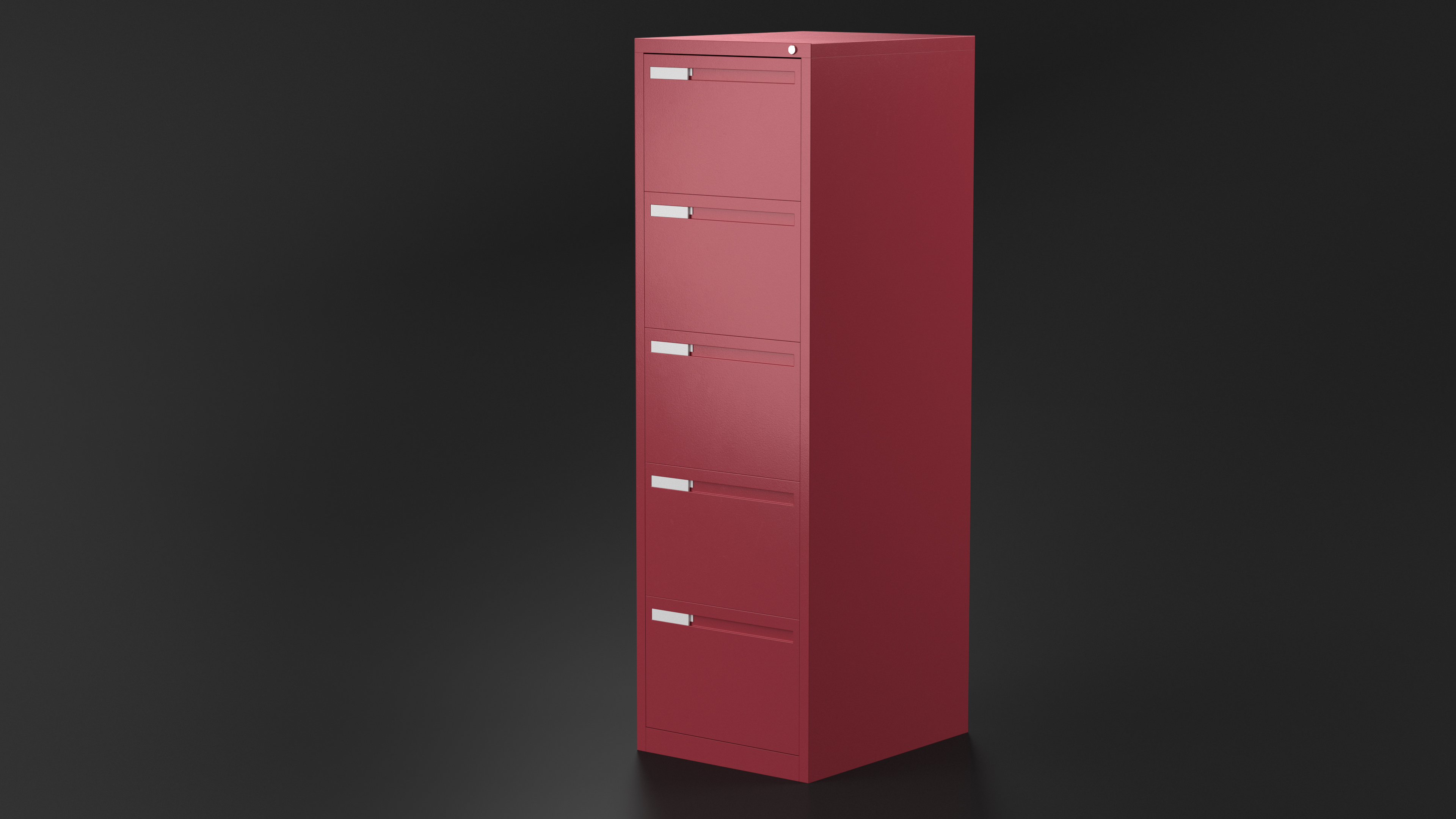 Filing Cabinet 5 Drawer Red 3D
