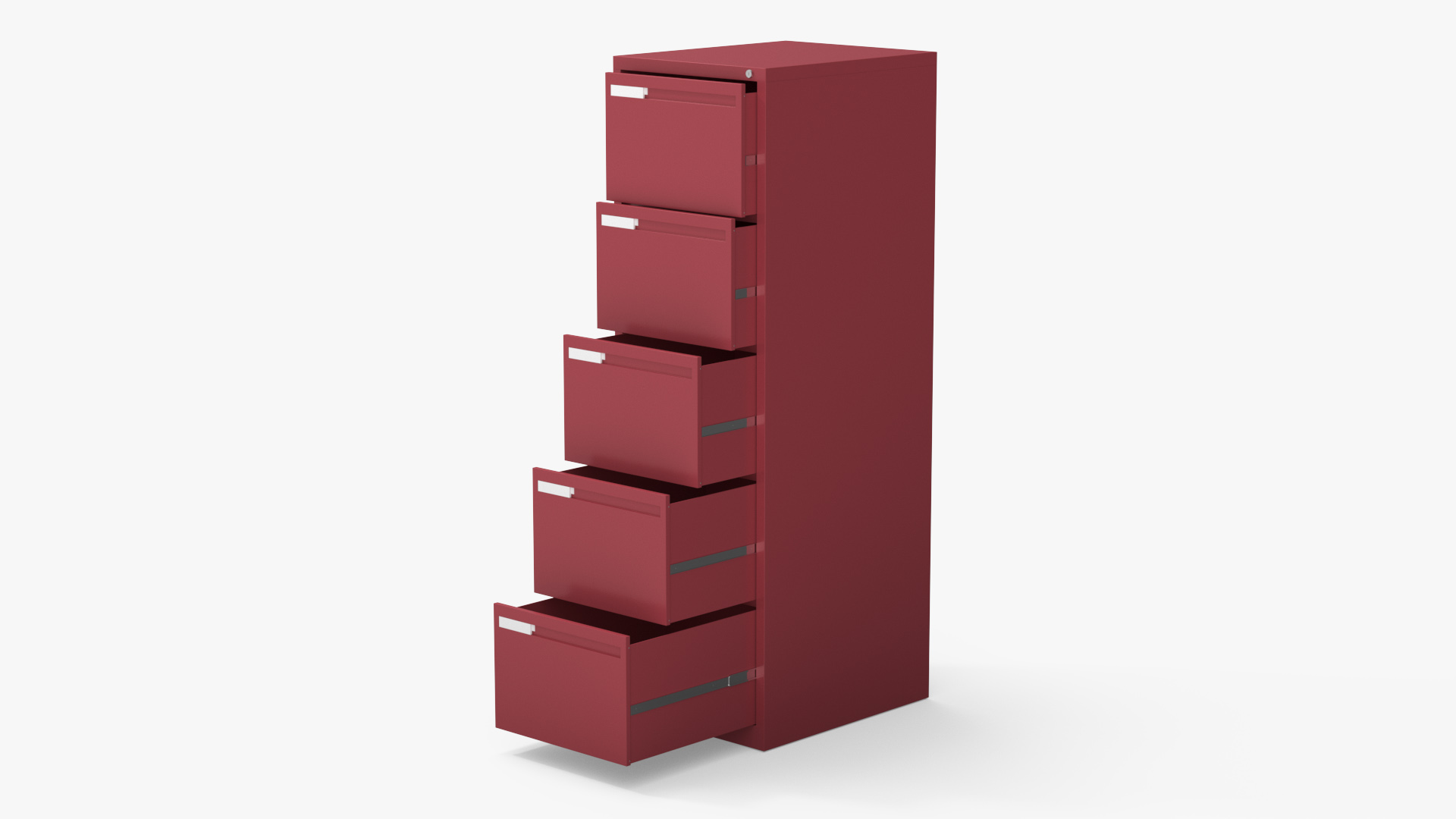 Filing Cabinet 5 Drawer Red 3D