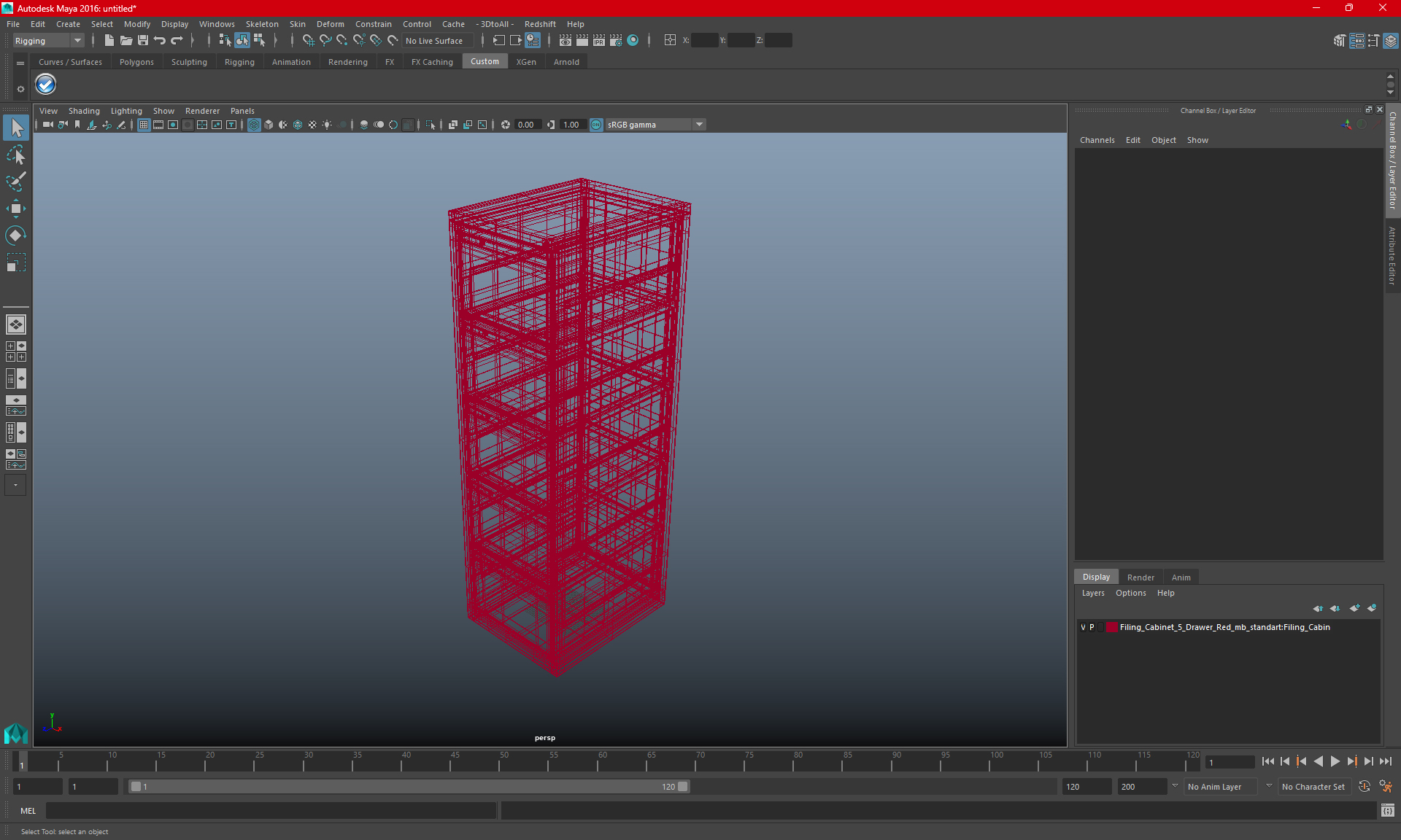 Filing Cabinet 5 Drawer Red 3D