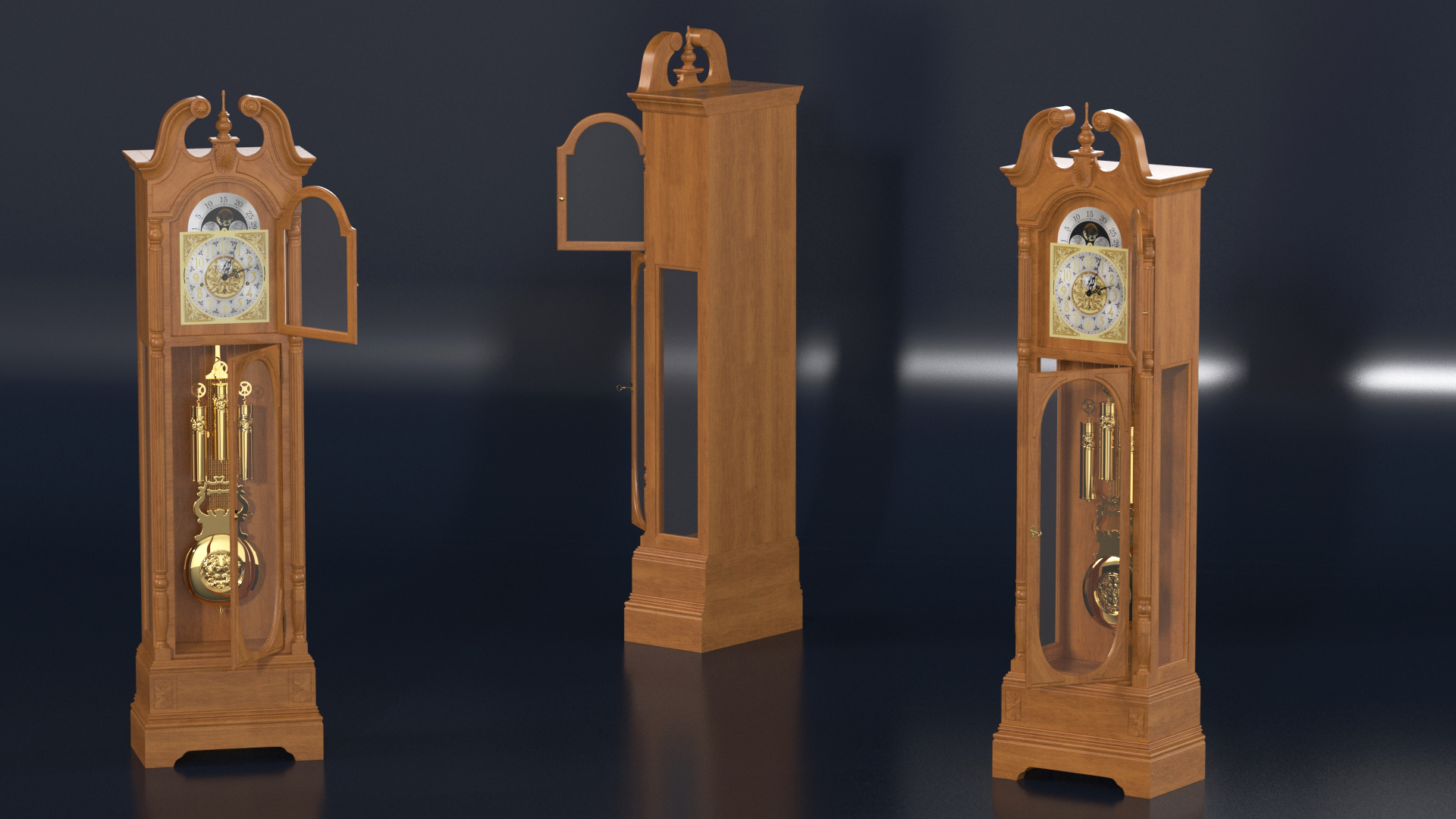 Antique Floor Clock Open 3D model