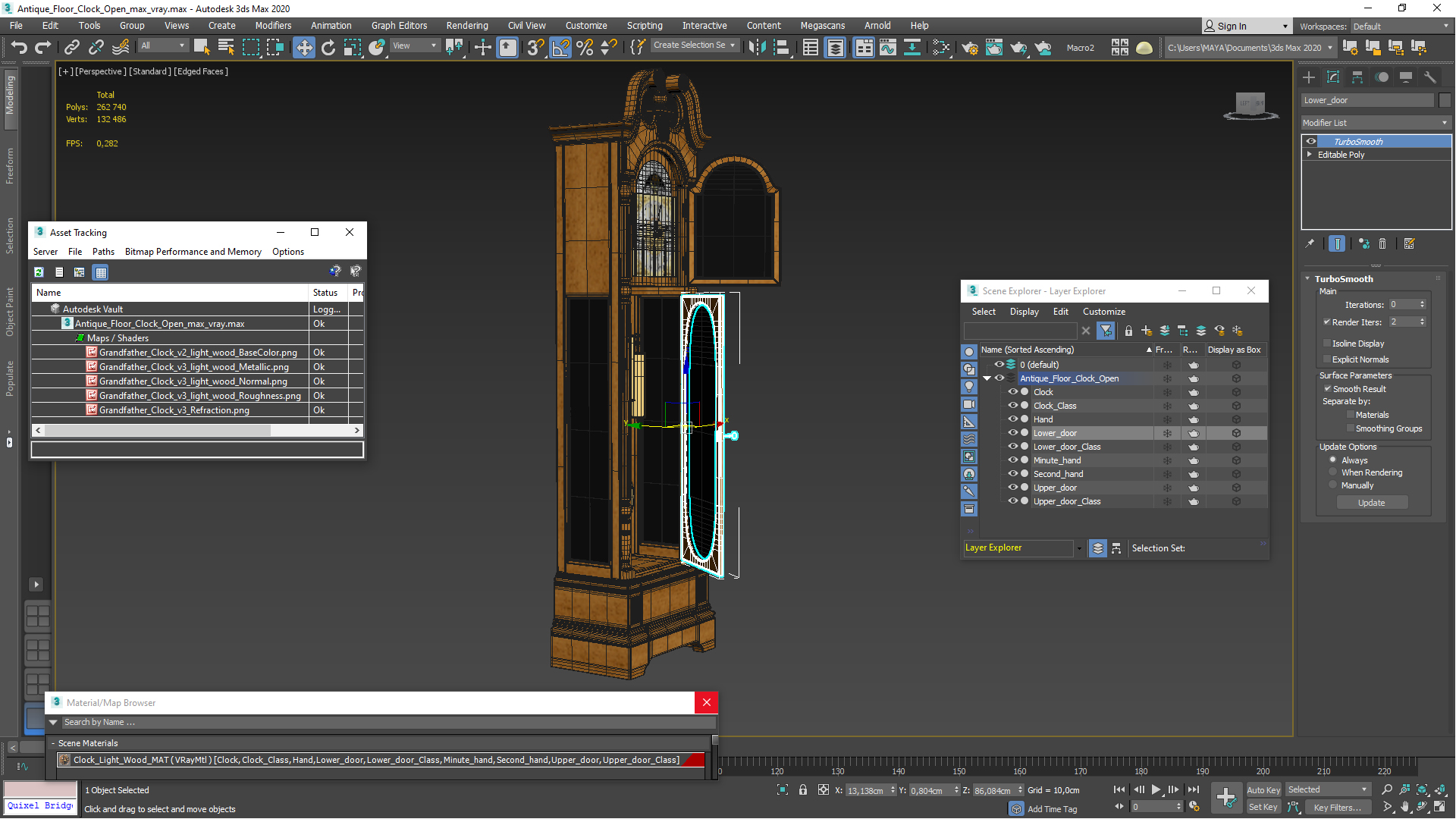 Antique Floor Clock Open 3D model