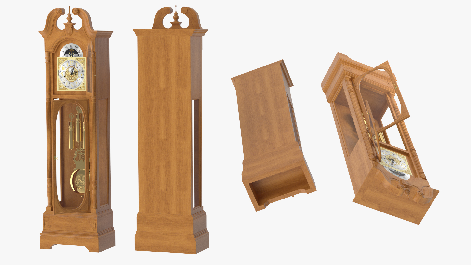 Antique Floor Clock Open 3D model