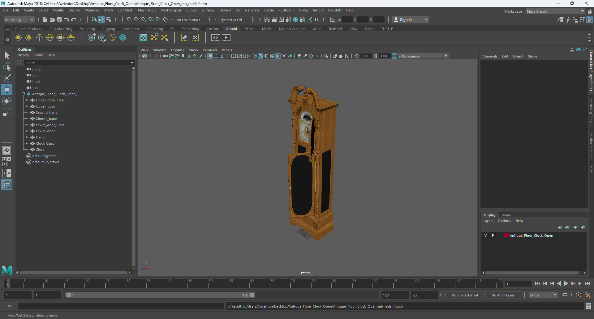 Antique Floor Clock Open 3D model
