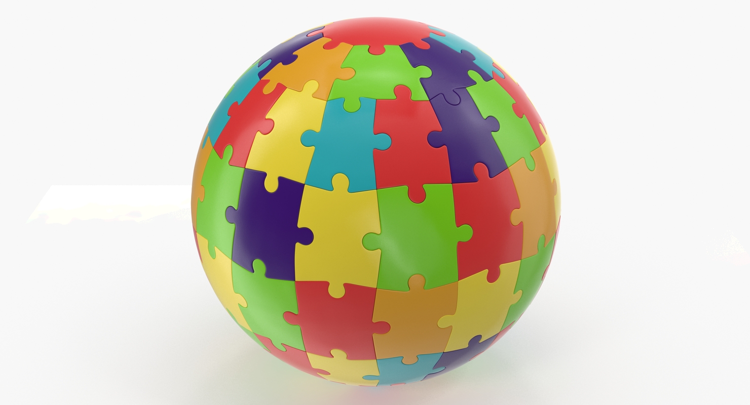 3D model Colored Puzzle Globe