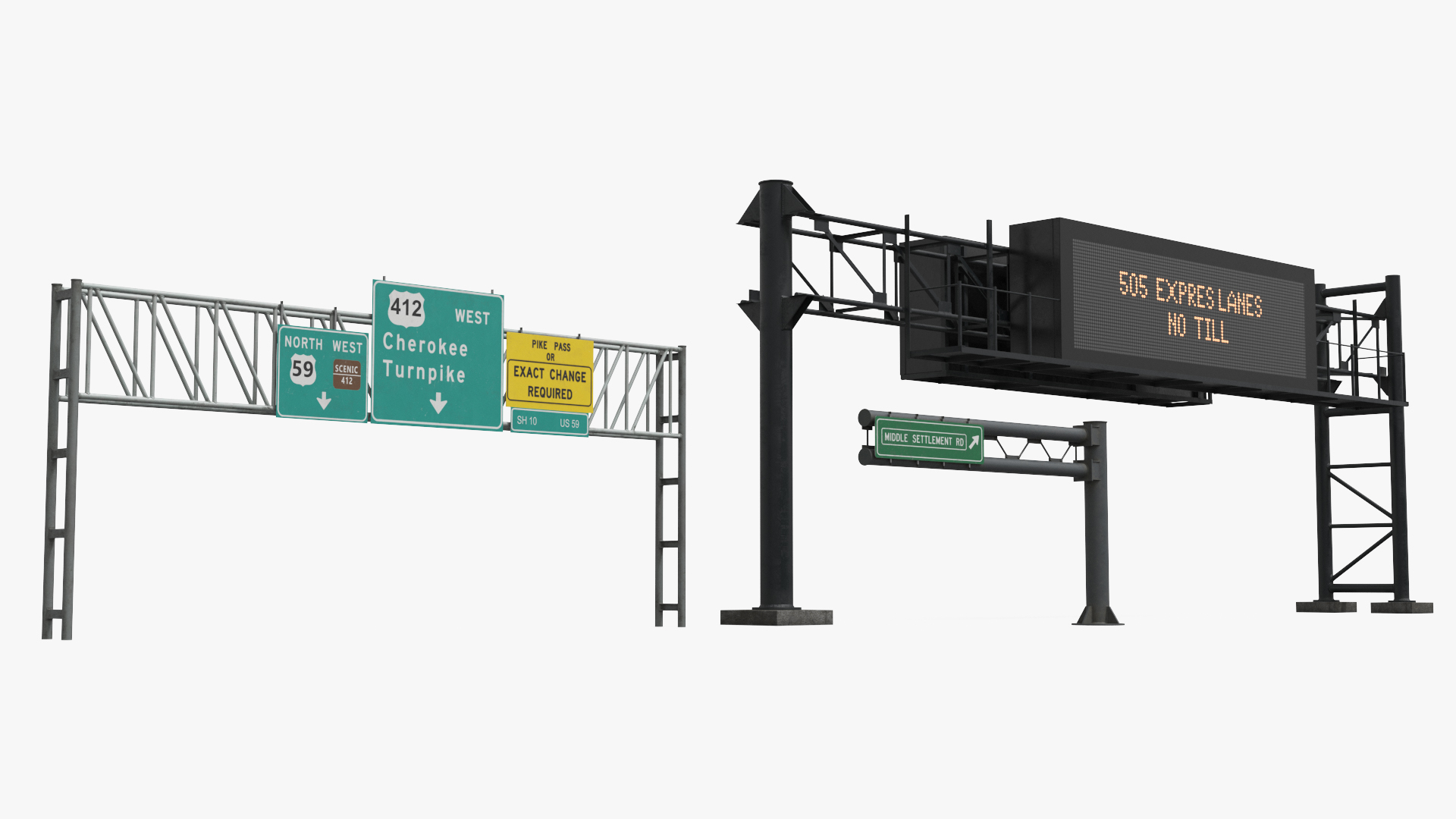 Highway Sign Structure Set Simplified - view 2