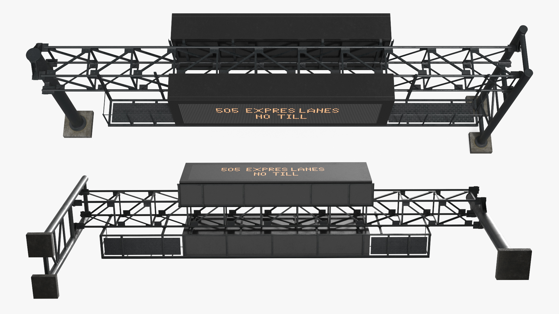 Highway Sign Structure Set Simplified - view 7