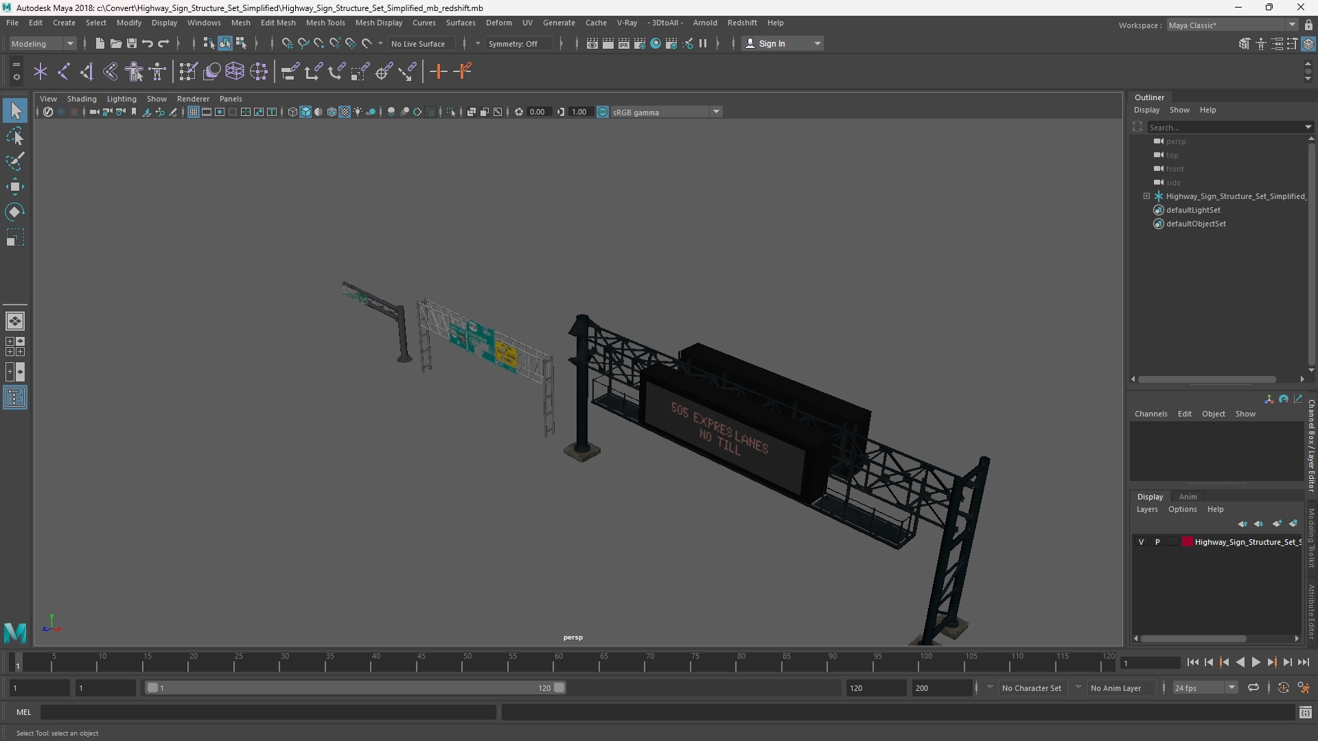 Highway Sign Structure Set Simplified - view 11