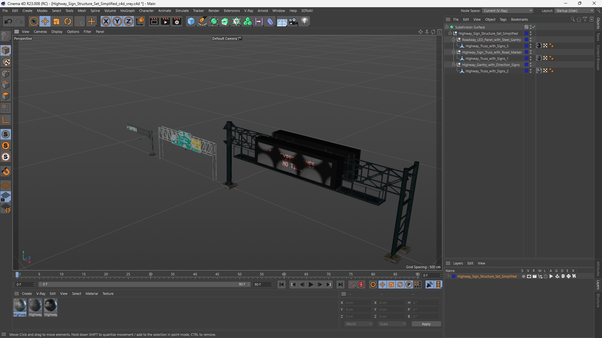 Highway Sign Structure Set Simplified - view 12