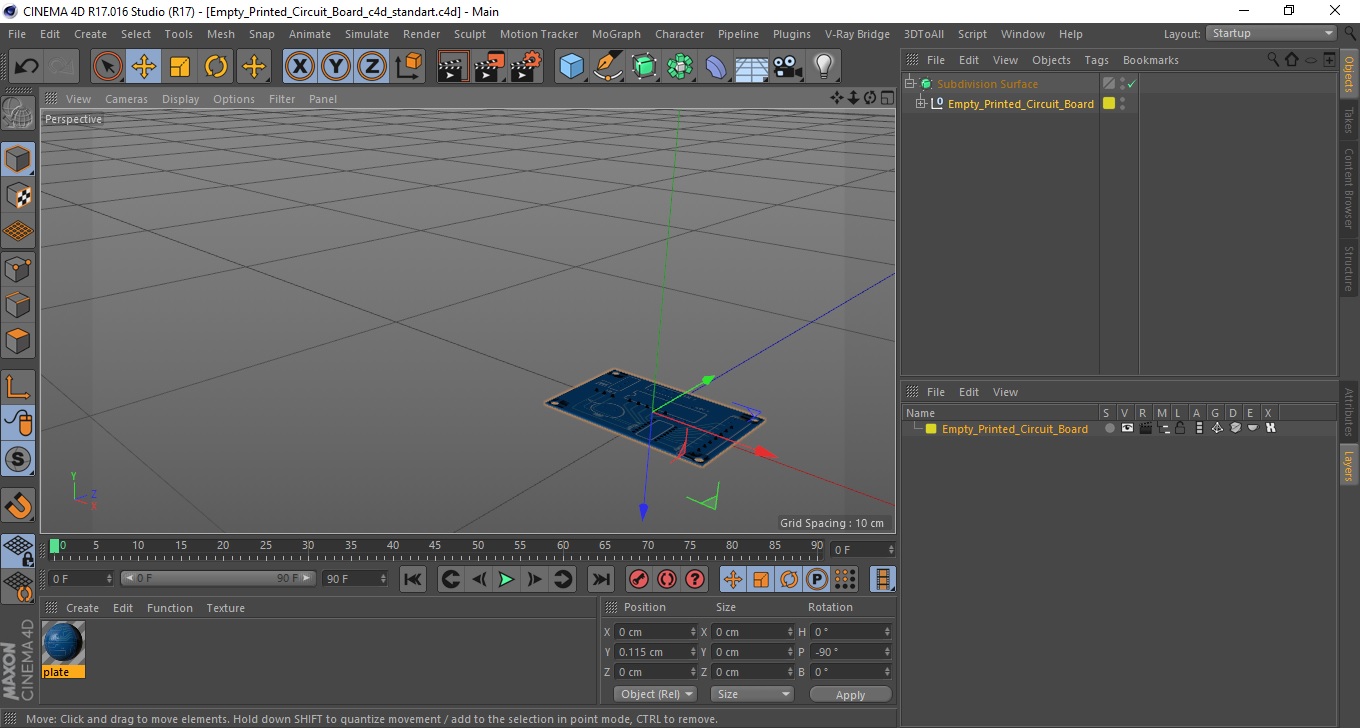Empty Printed Circuit Board 3D