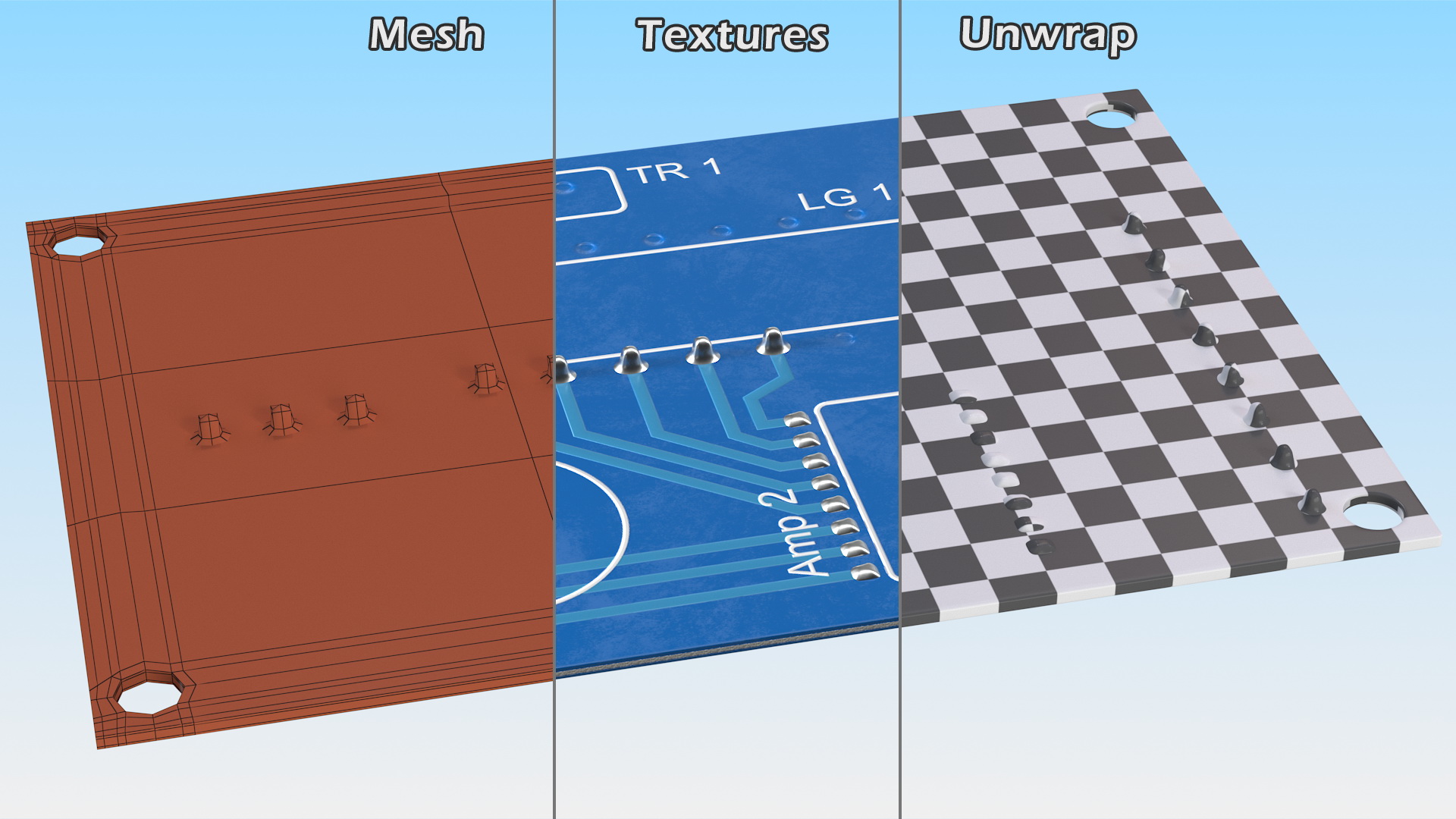 Empty Printed Circuit Board 3D