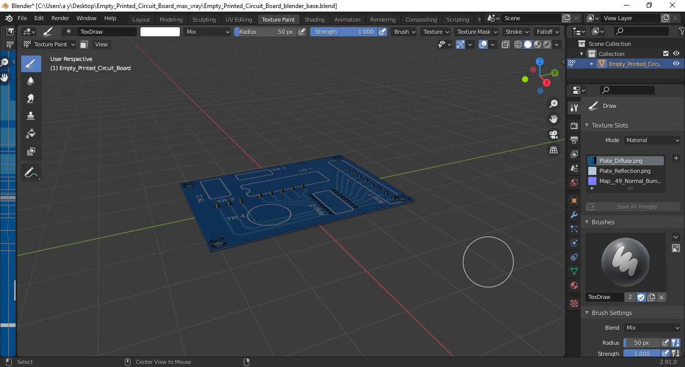 Empty Printed Circuit Board 3D