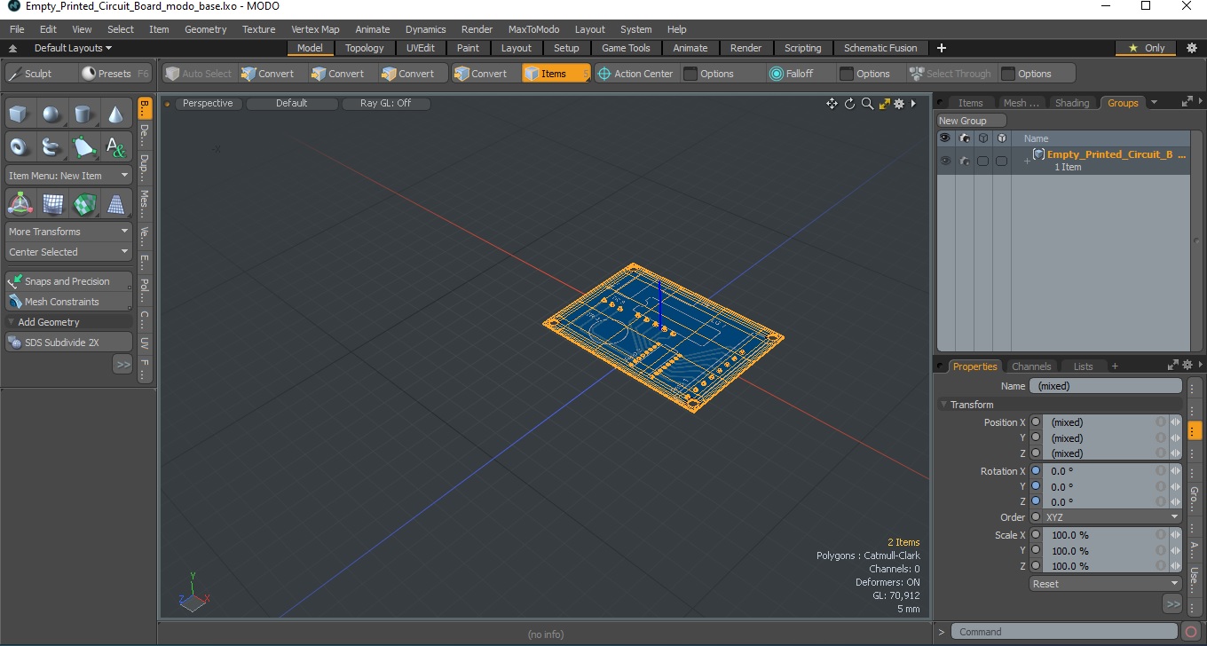 Empty Printed Circuit Board 3D