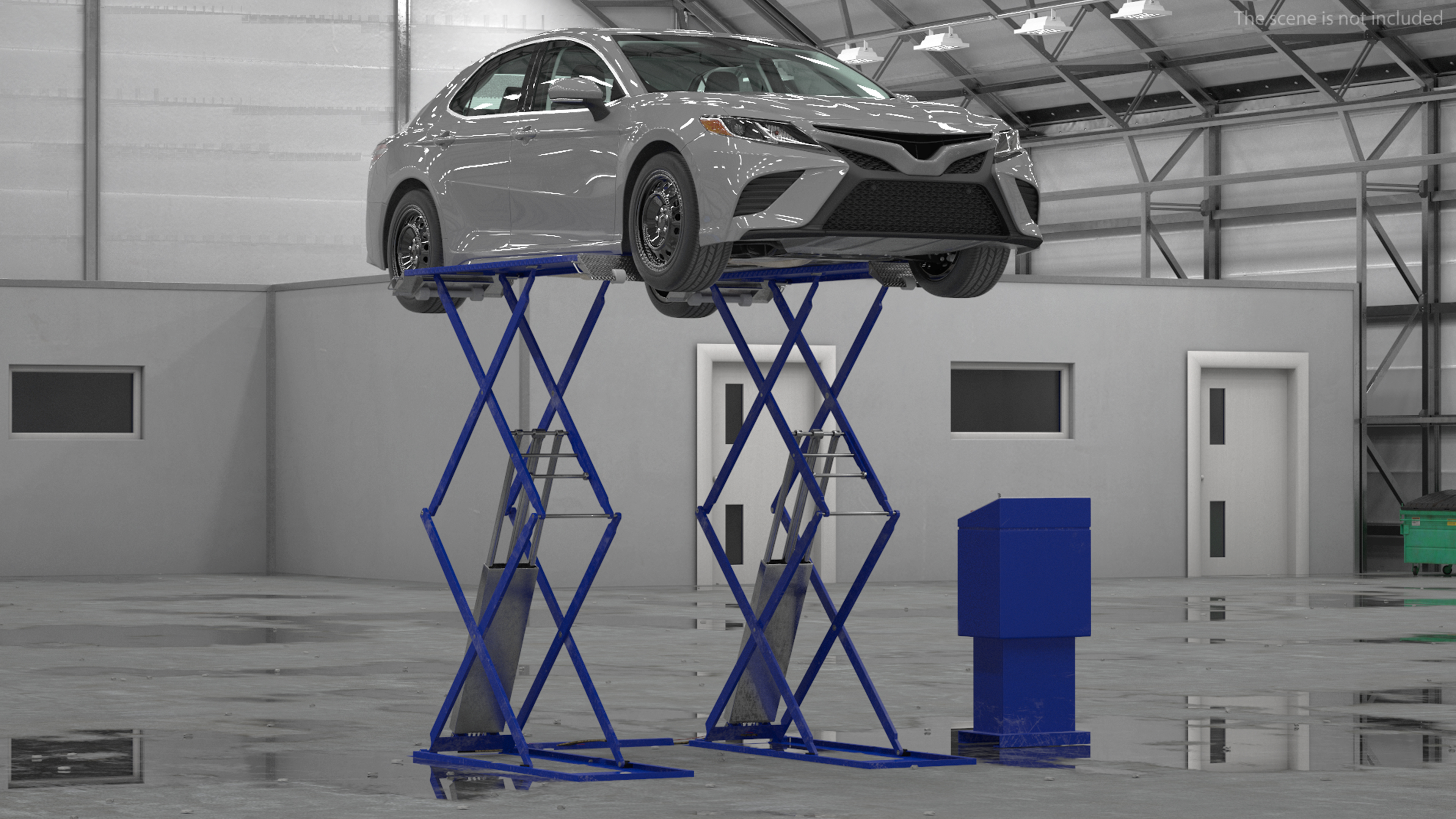 Automotive Scissor Lift with Sedan 3D model