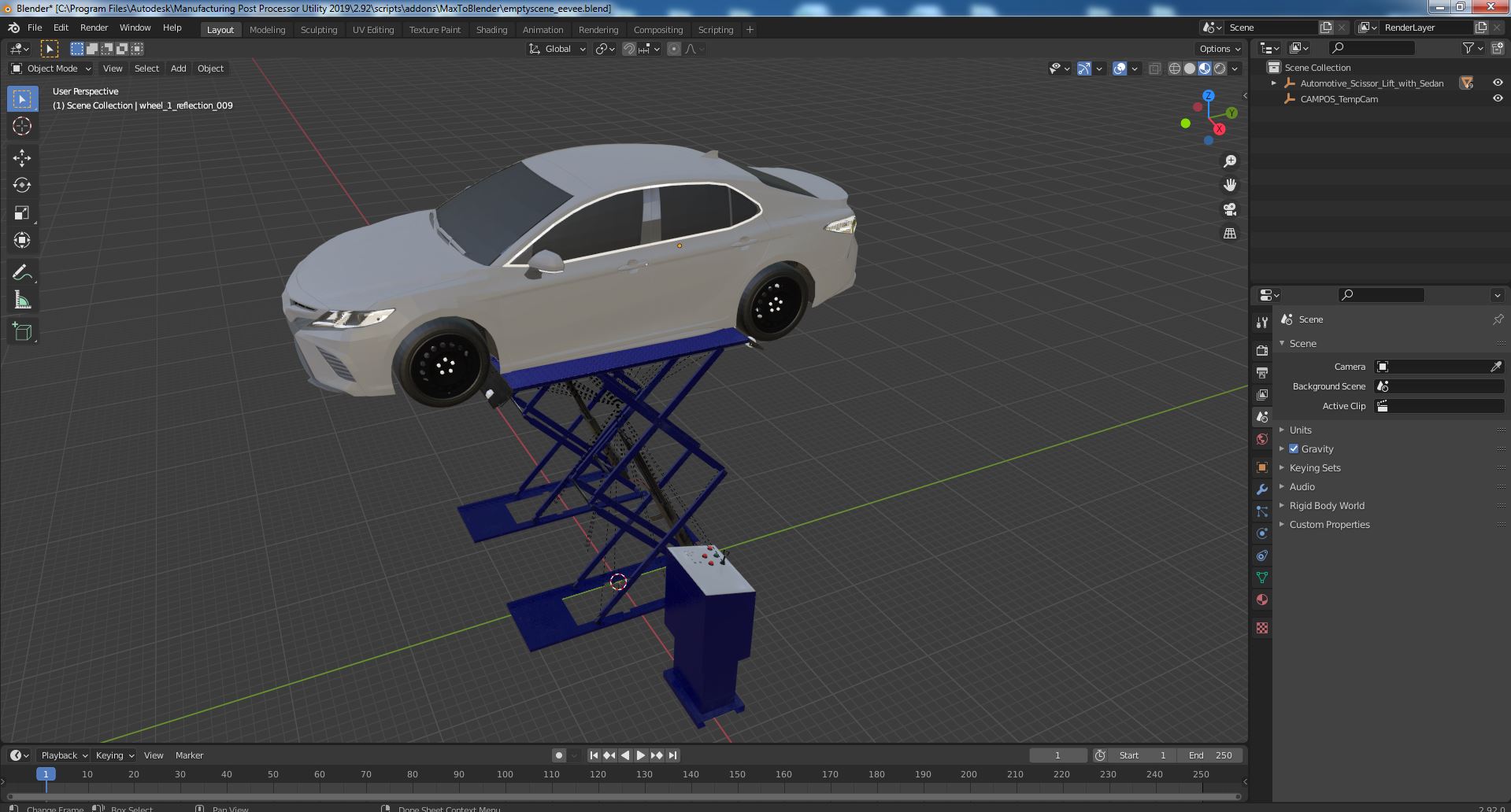 Automotive Scissor Lift with Sedan 3D model