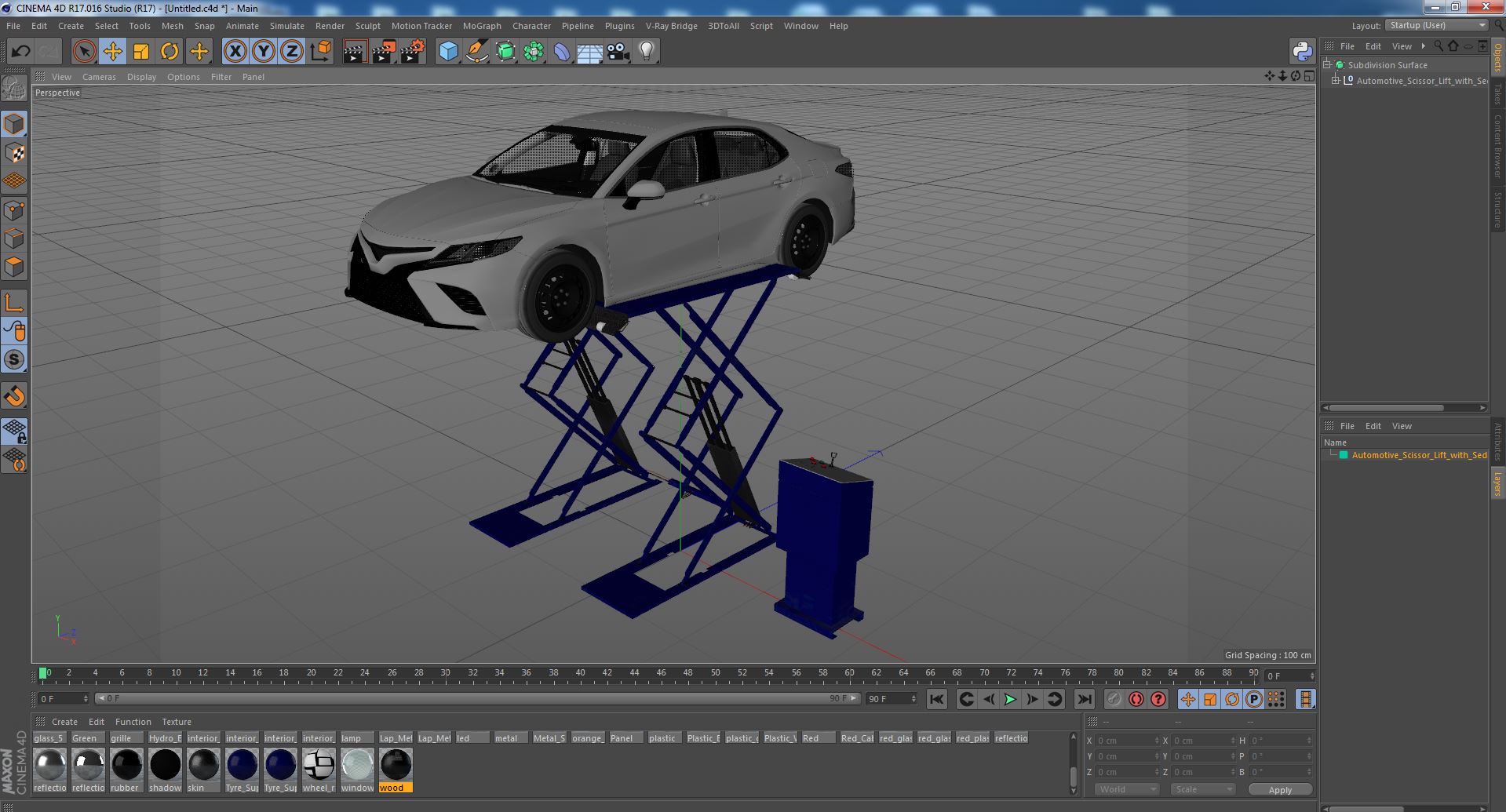 Automotive Scissor Lift with Sedan 3D model