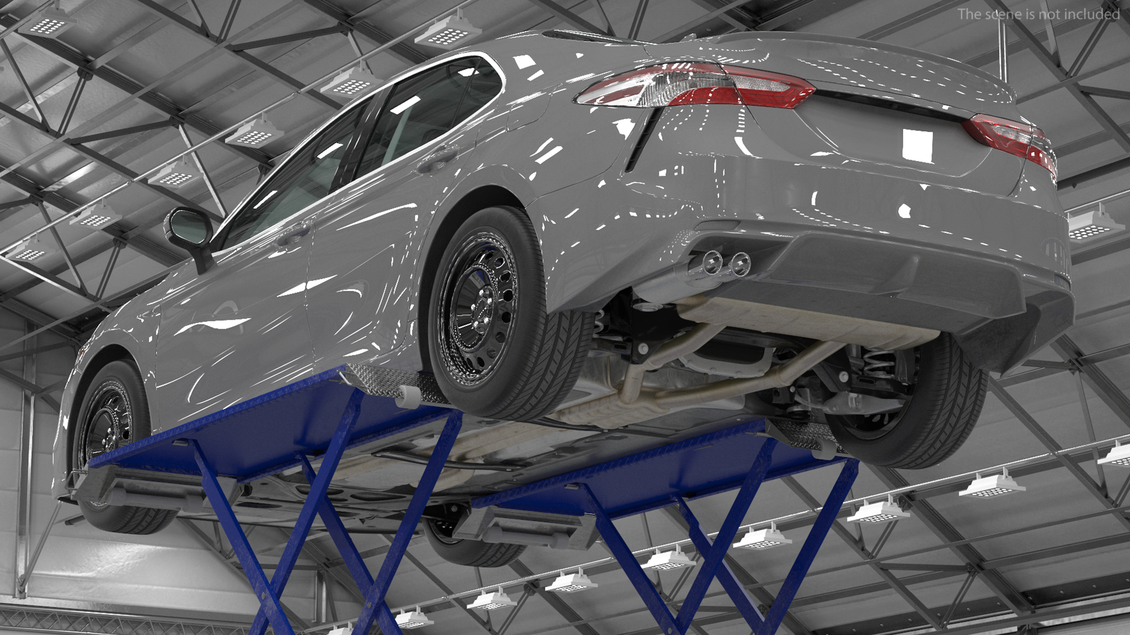 Automotive Scissor Lift with Sedan 3D model