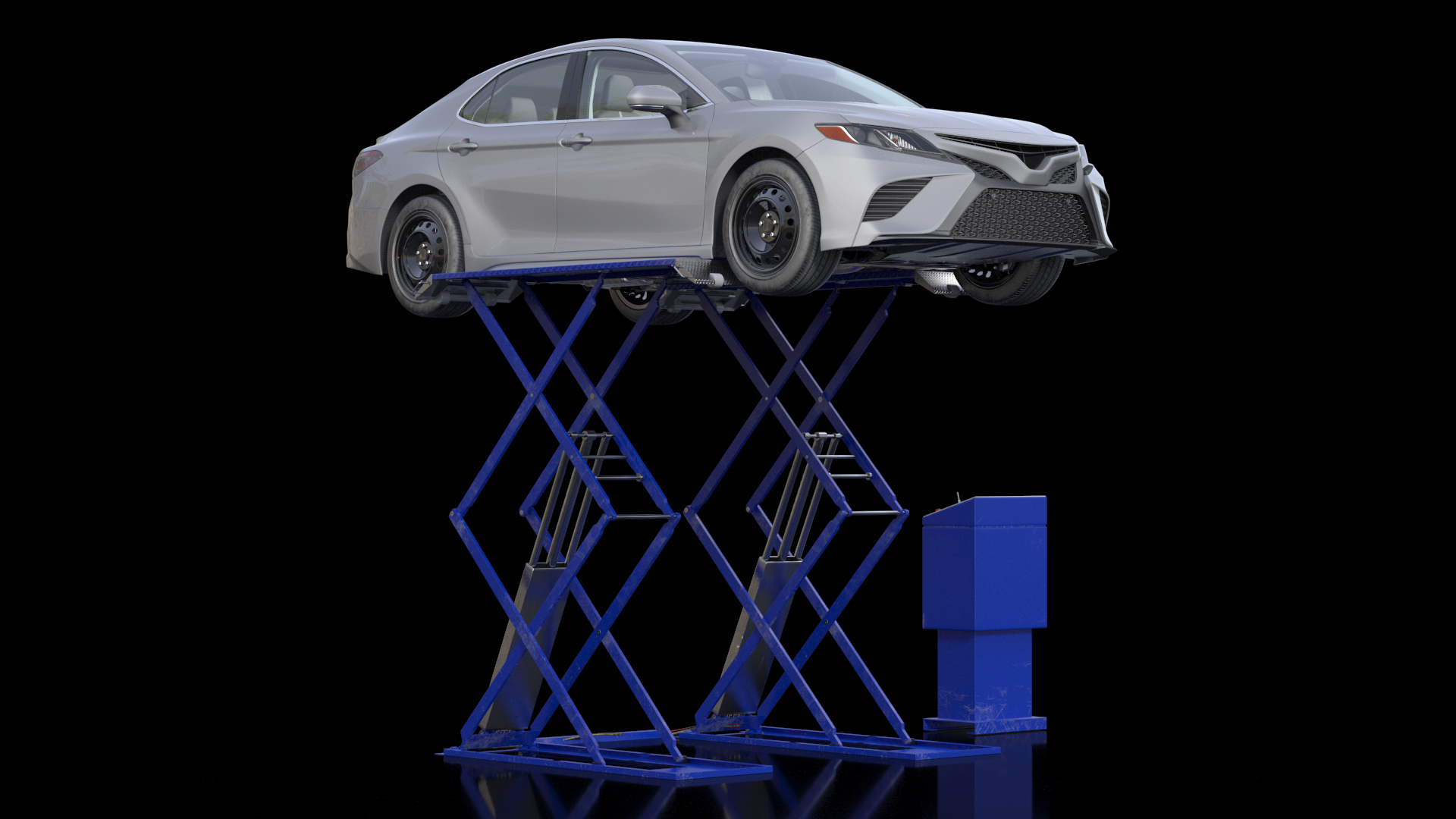 Automotive Scissor Lift with Sedan 3D model