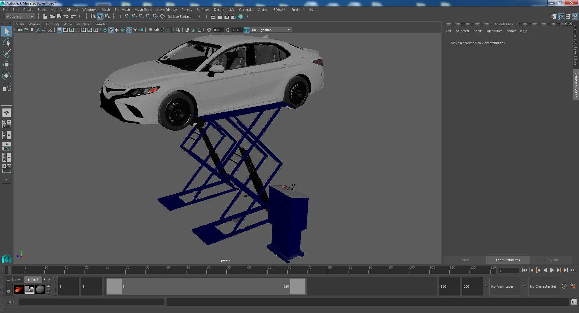 Automotive Scissor Lift with Sedan 3D model
