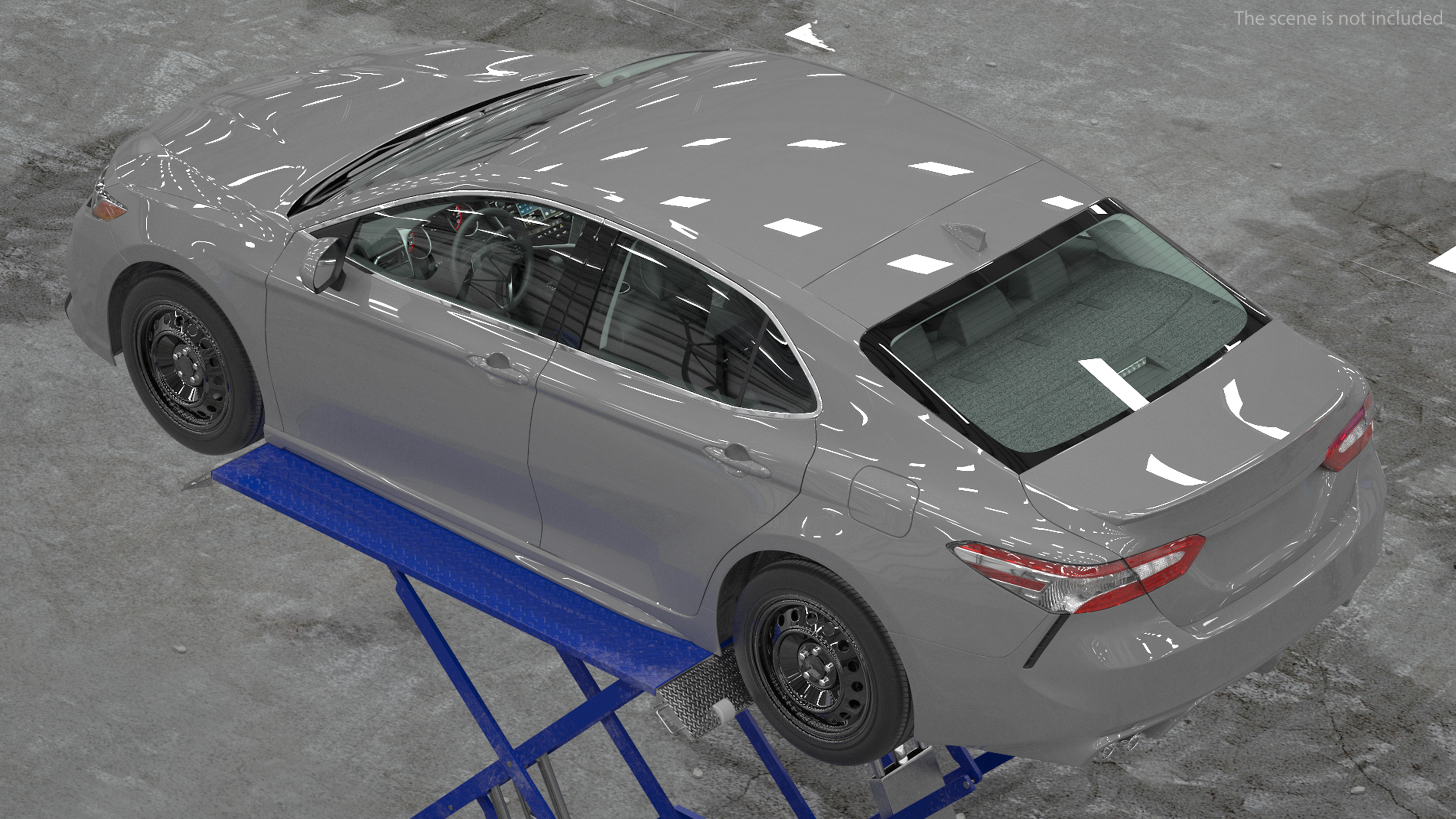 Automotive Scissor Lift with Sedan 3D model