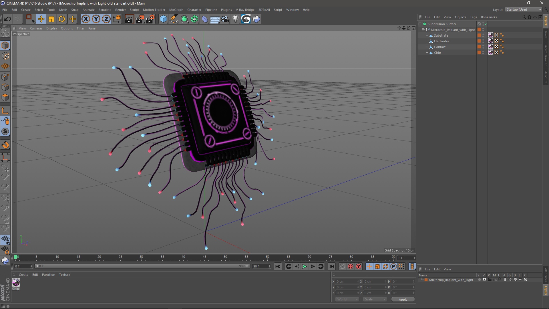 3D Microchip Implant with Light model