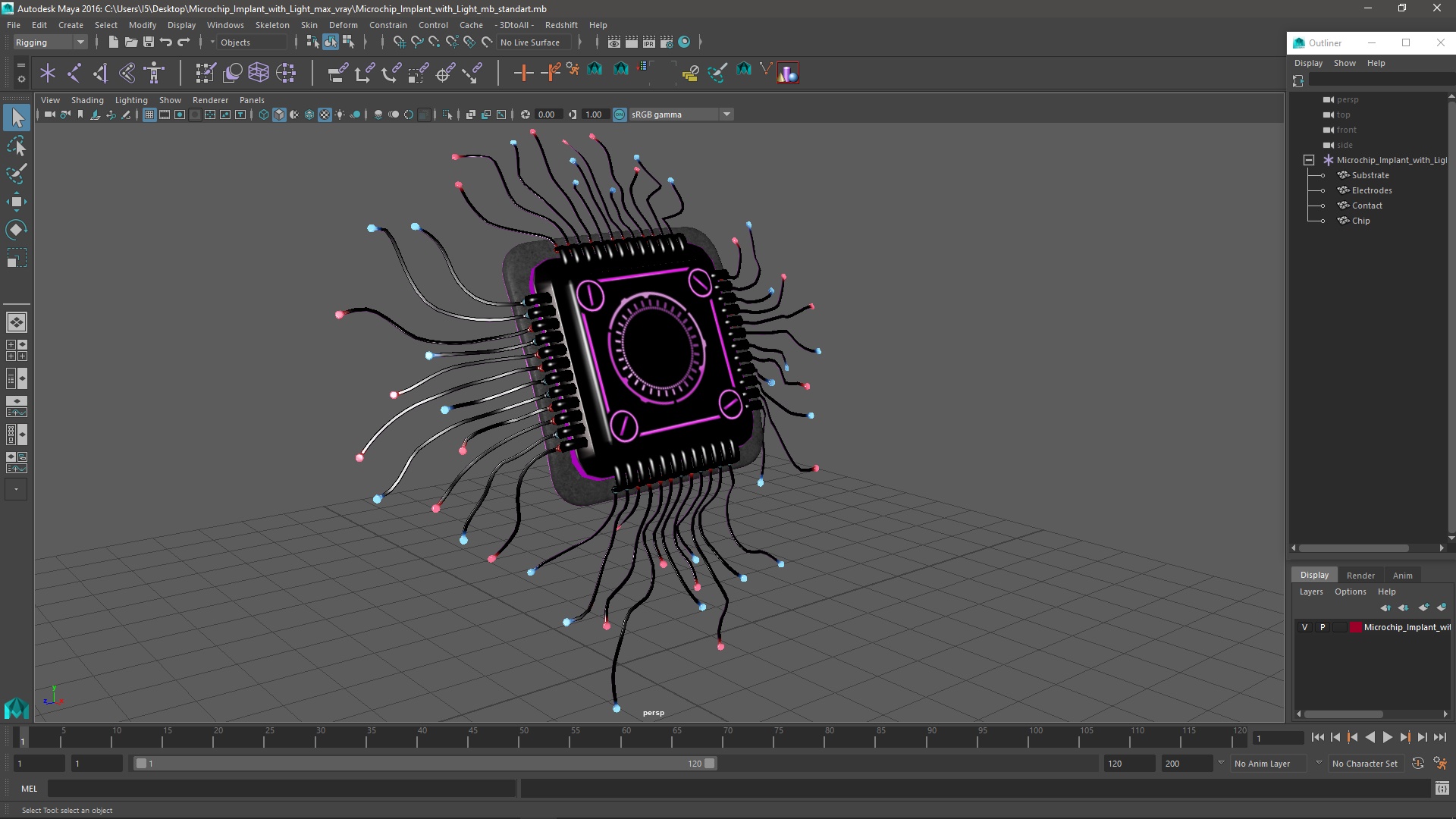 3D Microchip Implant with Light model