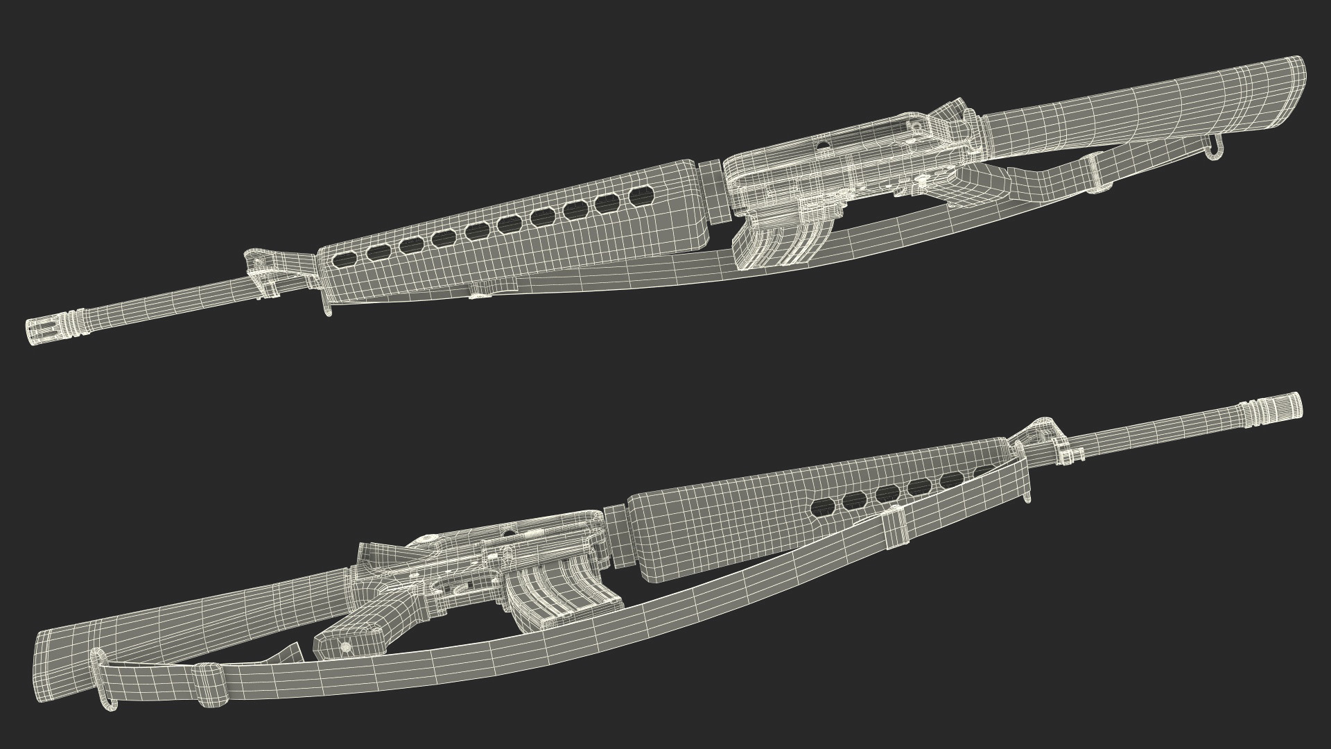 3D Assault Rifle M16 with Sling model