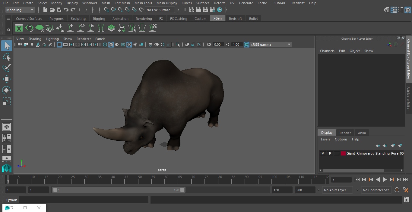 3D model Giant Rhinoceros Standing Pose