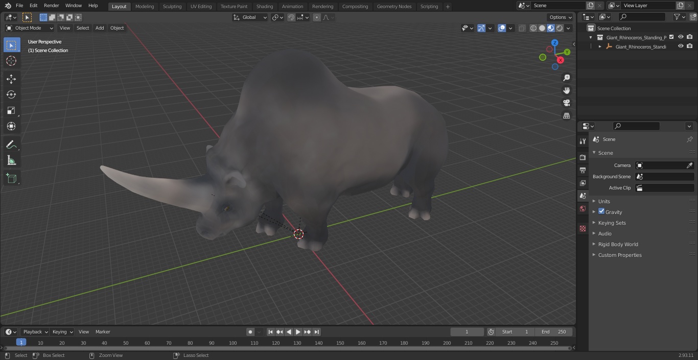 3D model Giant Rhinoceros Standing Pose