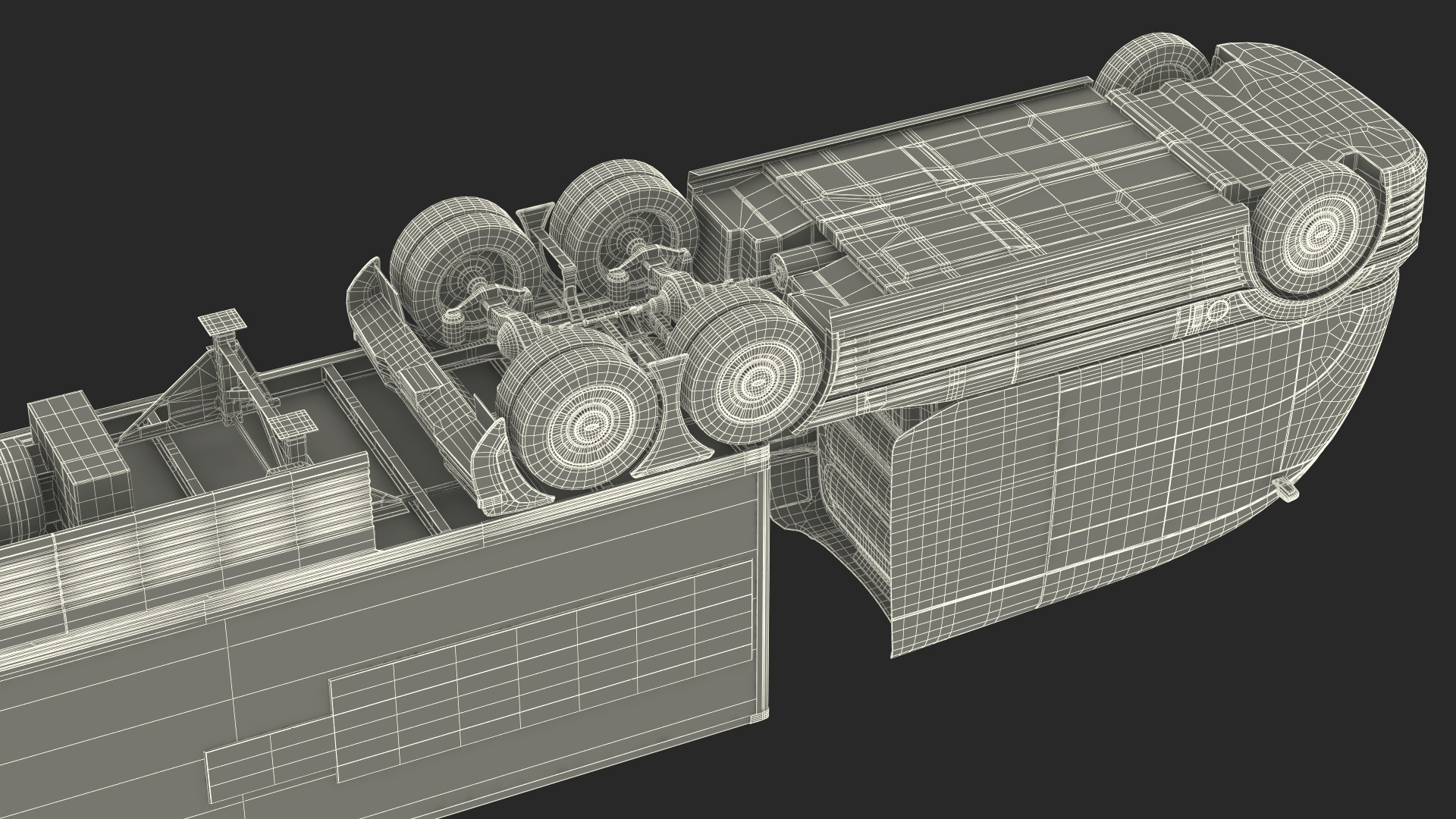 3D Hyundai HDC-6 Hydrogen Tractor and Trailer Rigged for Maya model