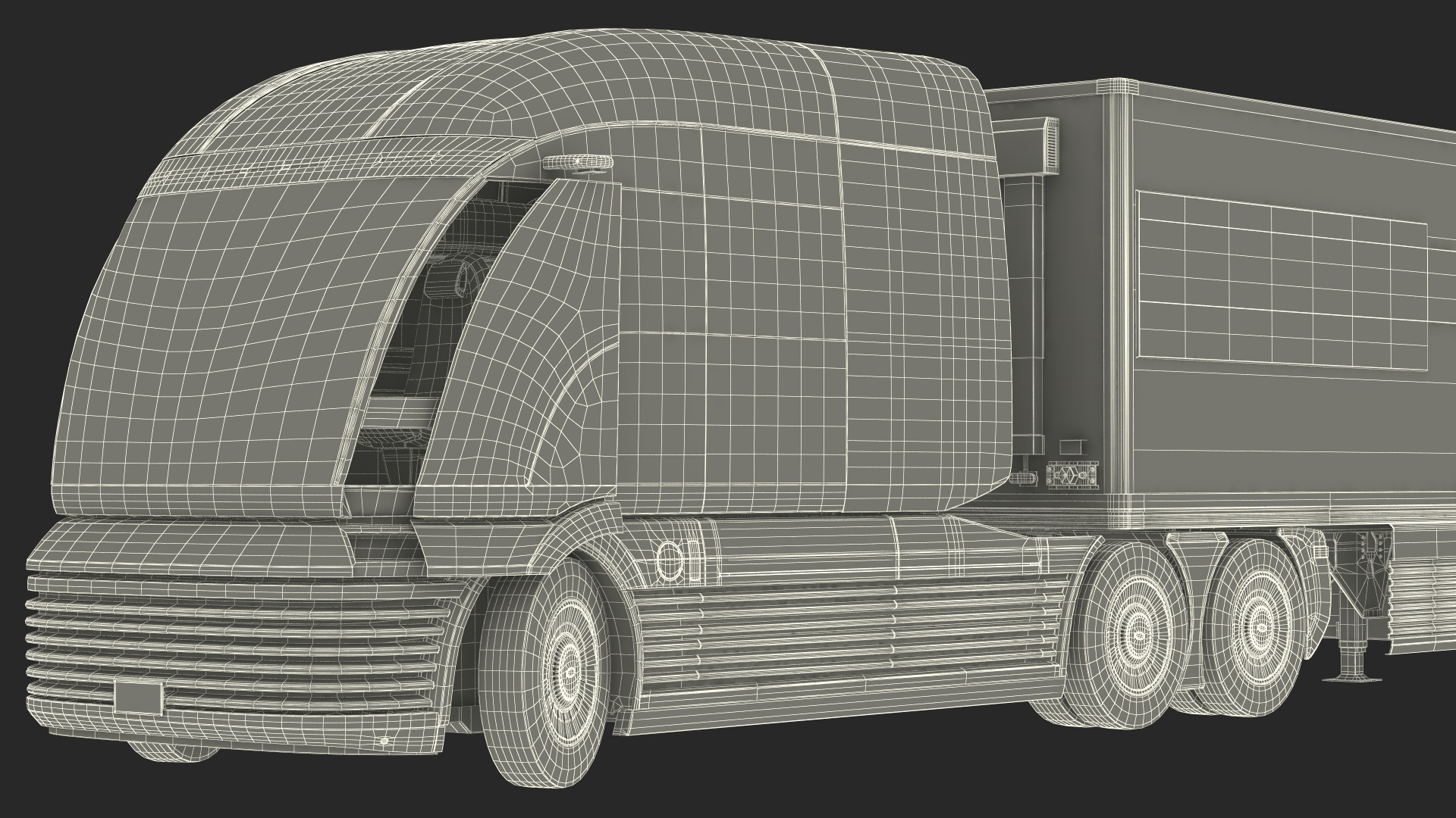 3D Hyundai HDC-6 Hydrogen Tractor and Trailer Rigged for Maya model