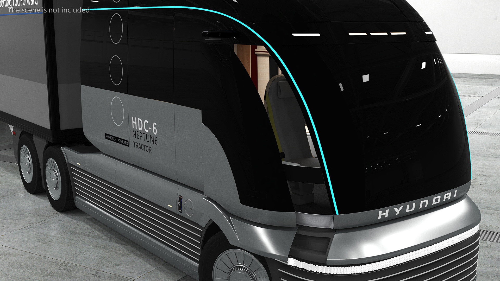 3D Hyundai HDC-6 Hydrogen Tractor and Trailer Rigged for Maya model