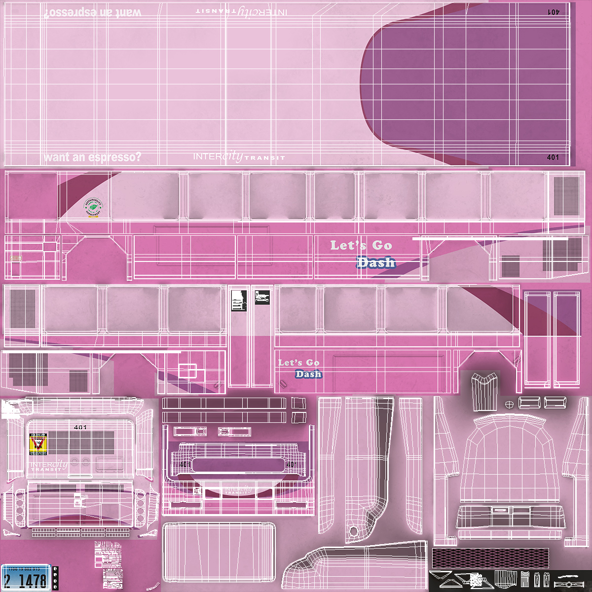 Gillig Low Floor Diesel Electric Hybrid Bus Simple Interior 3D model