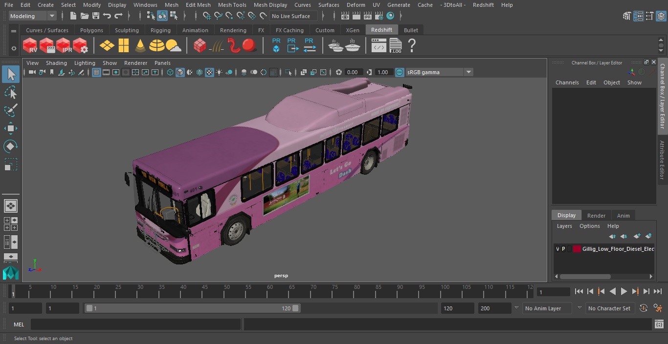 Gillig Low Floor Diesel Electric Hybrid Bus Simple Interior 3D model