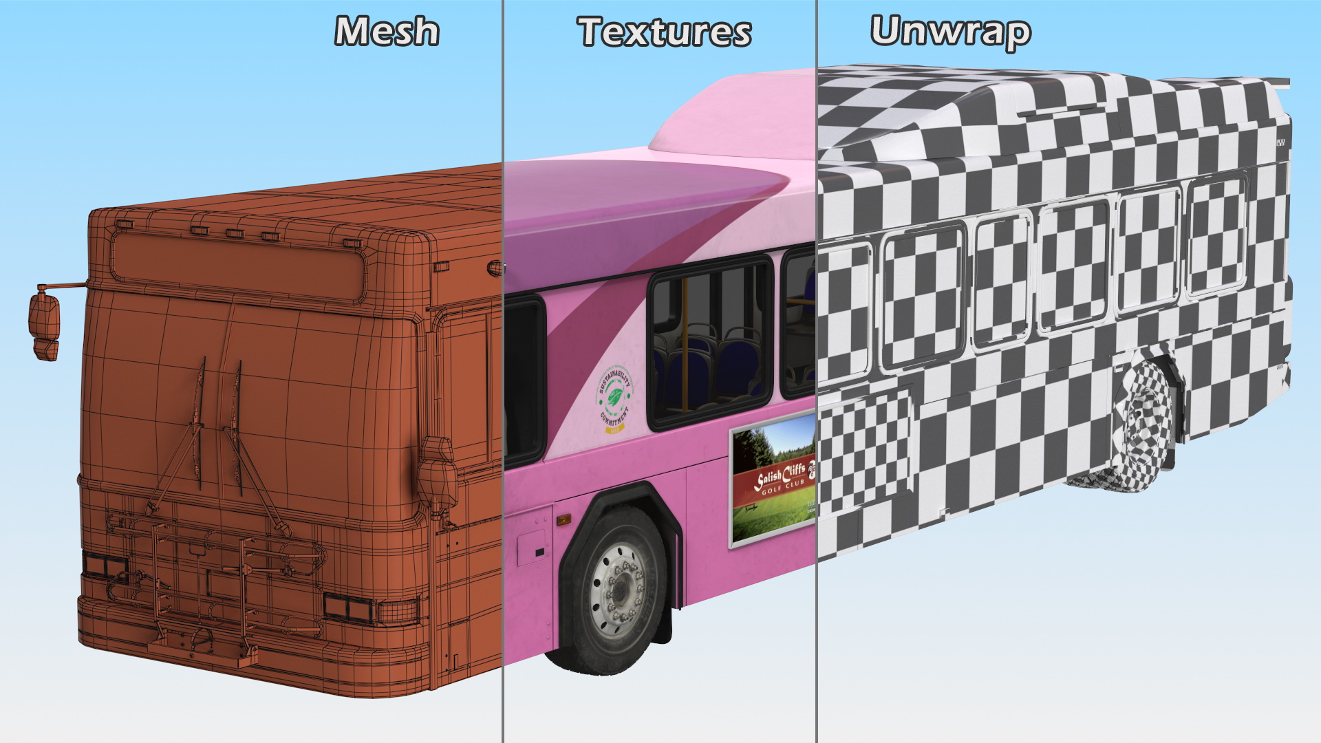 Gillig Low Floor Diesel Electric Hybrid Bus Simple Interior 3D model