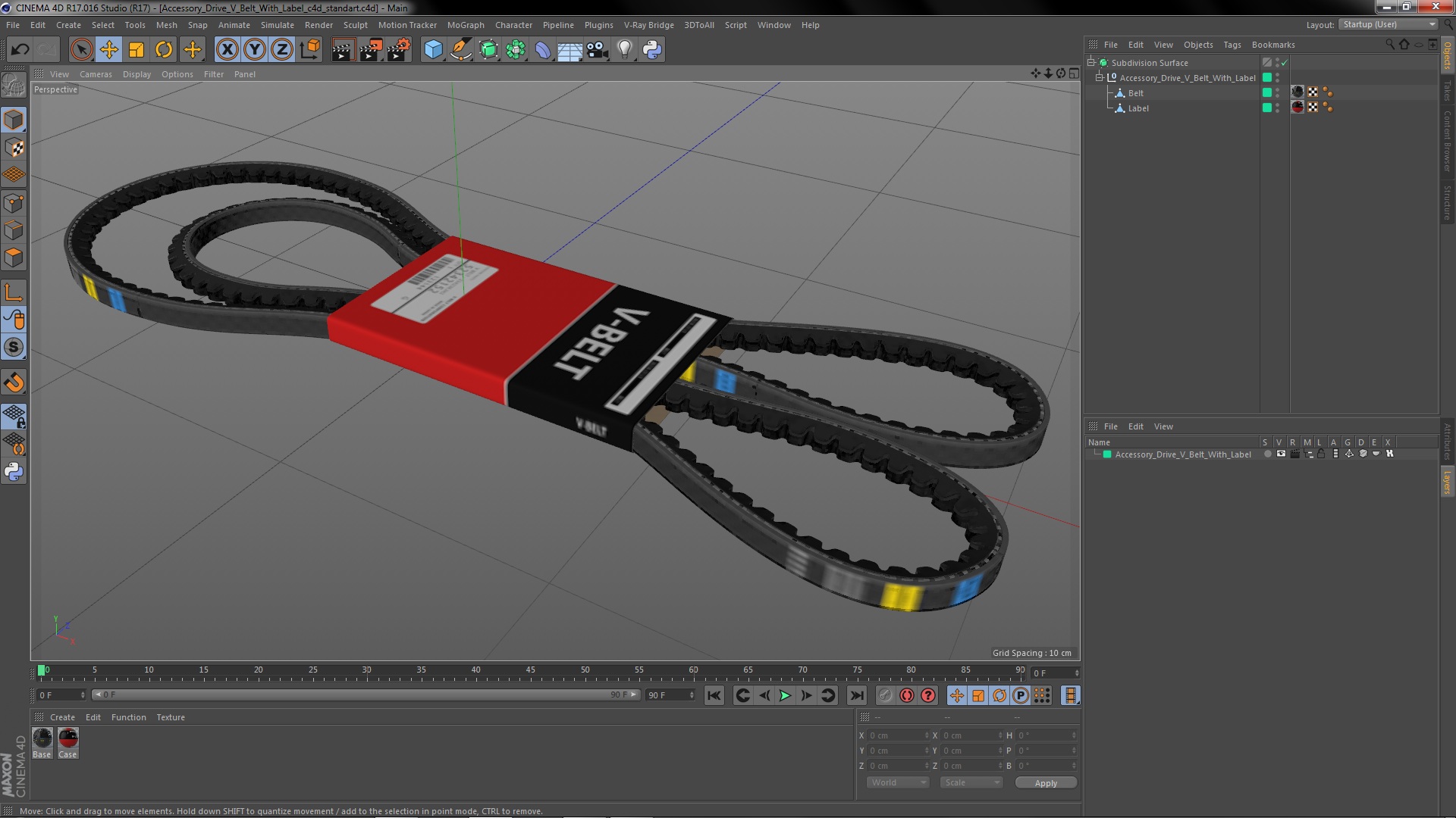 3D Accessory Drive V Belt With Label model