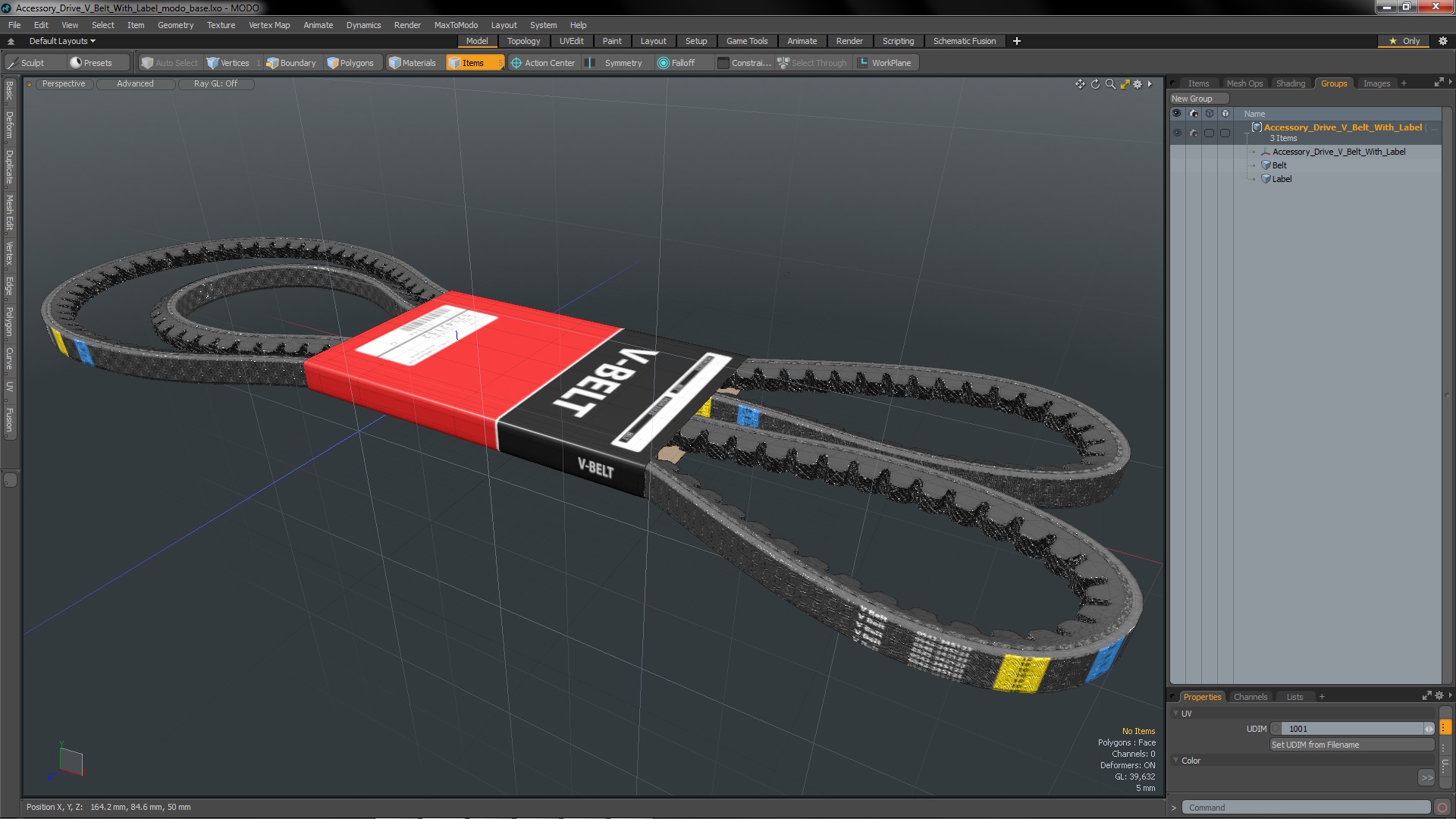 3D Accessory Drive V Belt With Label model