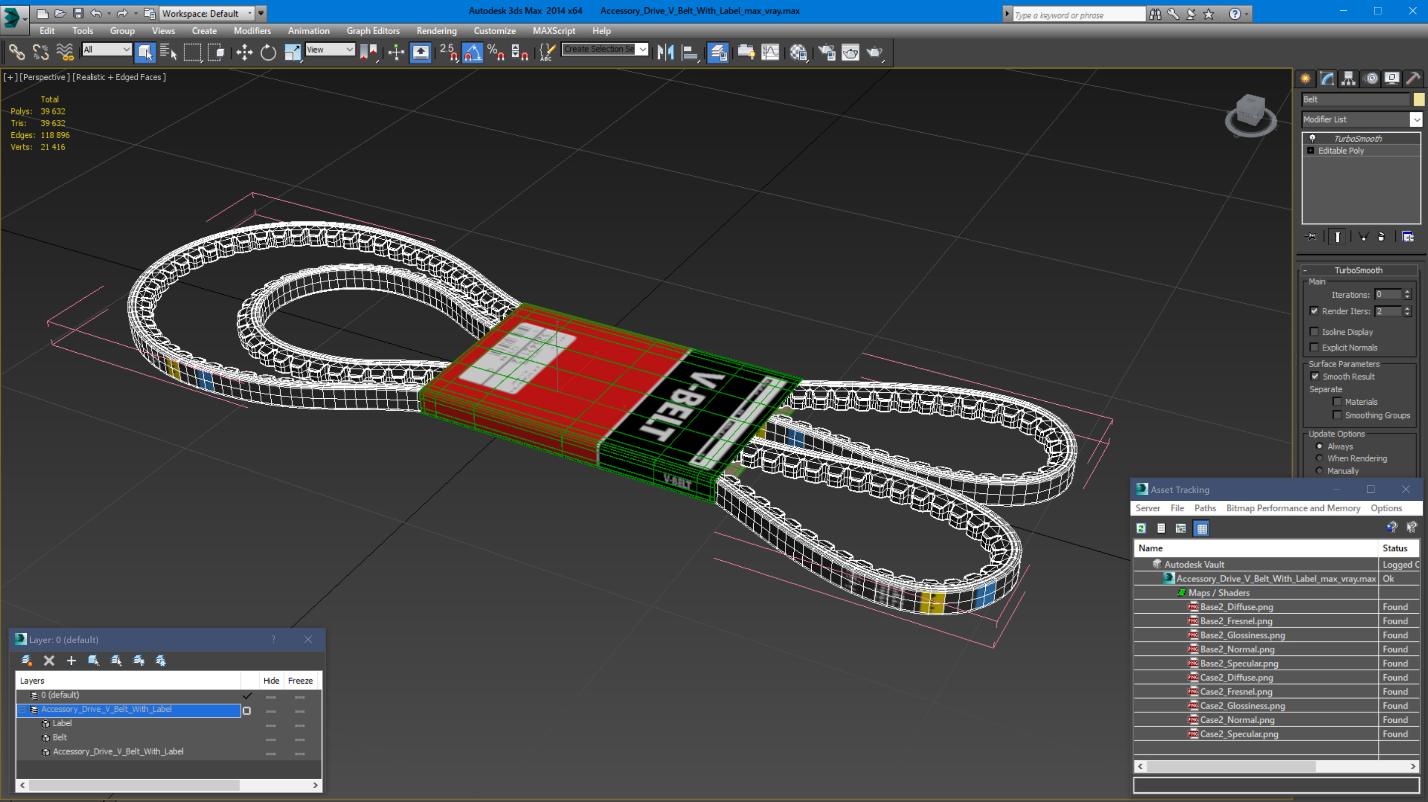 3D Accessory Drive V Belt With Label model